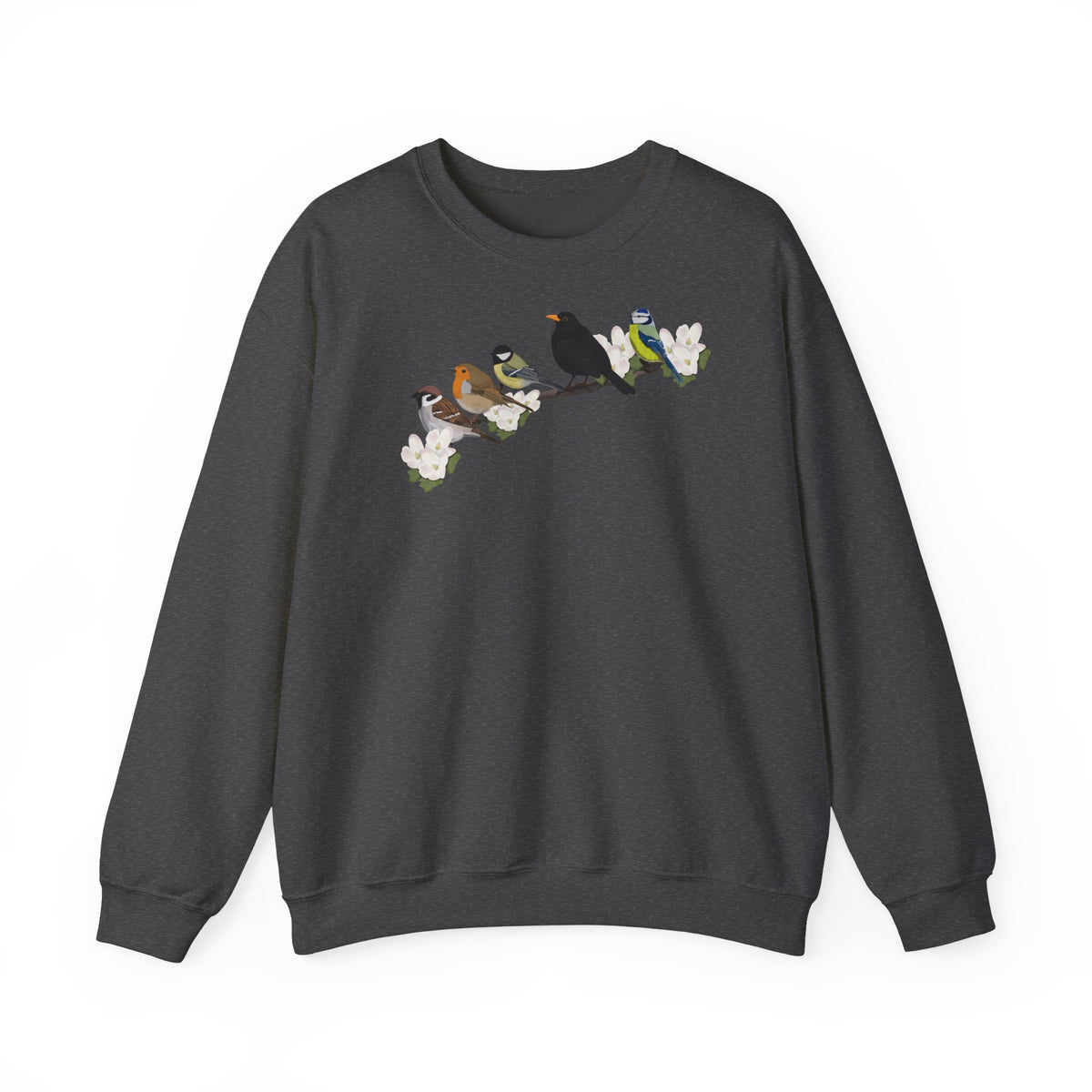 Rotkehlchen, Blaumeise und Amsel Sweatshirt Vogelmotiv mit Animal Graphic Tee Hintergrund