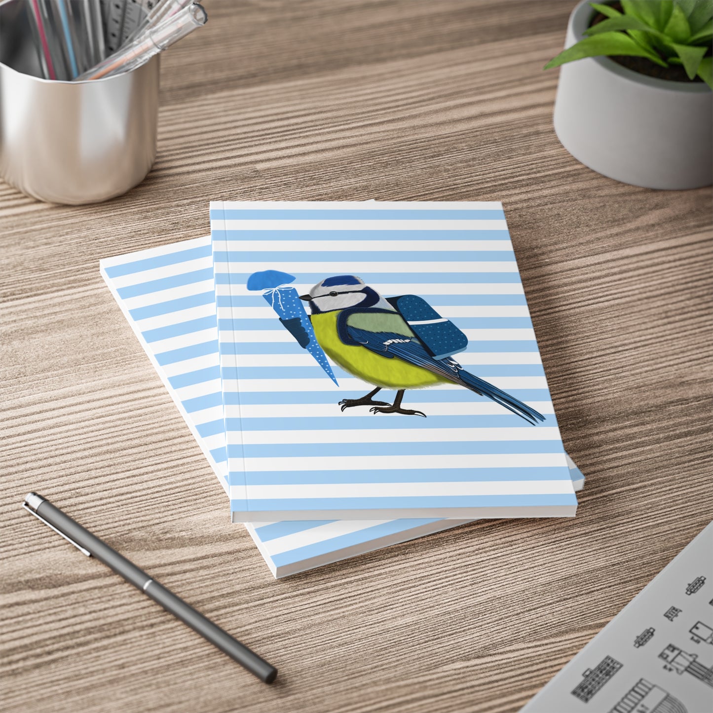 Blaumeise Notizbuch Geschenk zur Einschulung A5 Softcover 150 Seiten Liniert