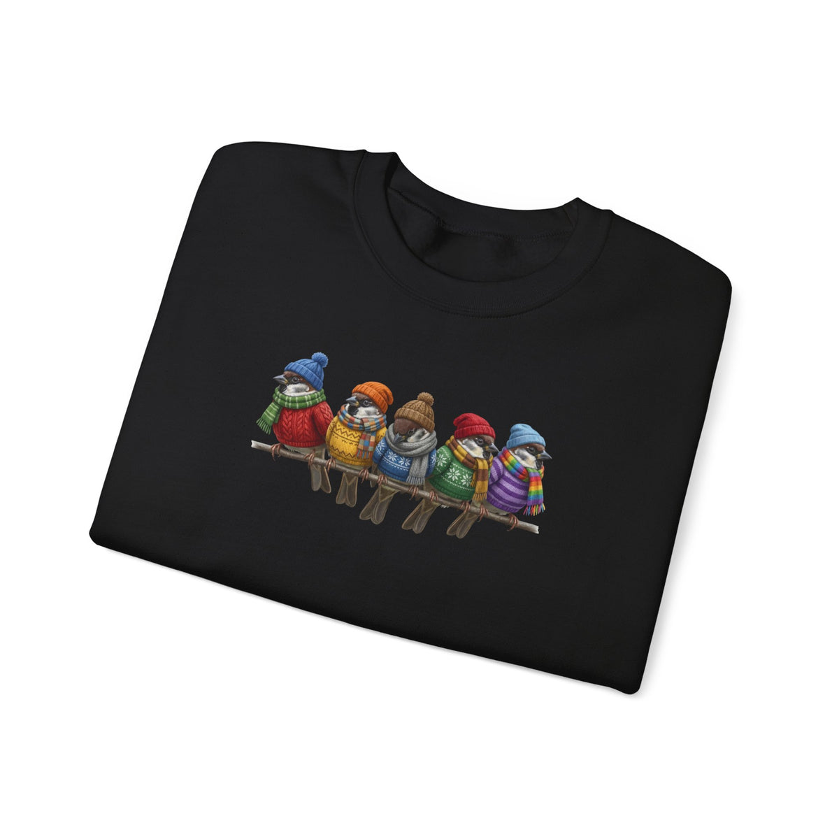 Spatzen in Strick Winter-Sweatshirt | Unisex Vogel Sweater für Vogelfreunde & Vogelbeobachter