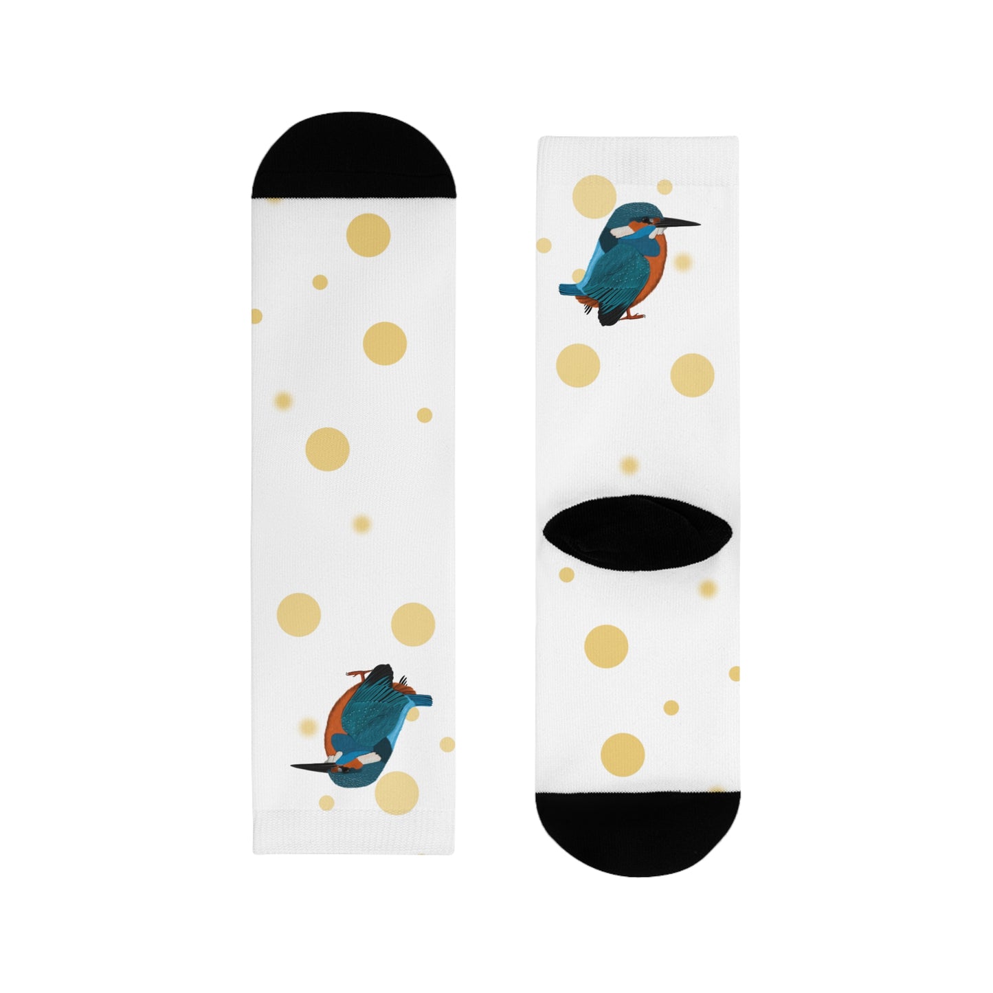 Eisvogel Vogel Socken mit Goldenen Punkten für Vogelfreunde & Vogelbeobachter Weiß