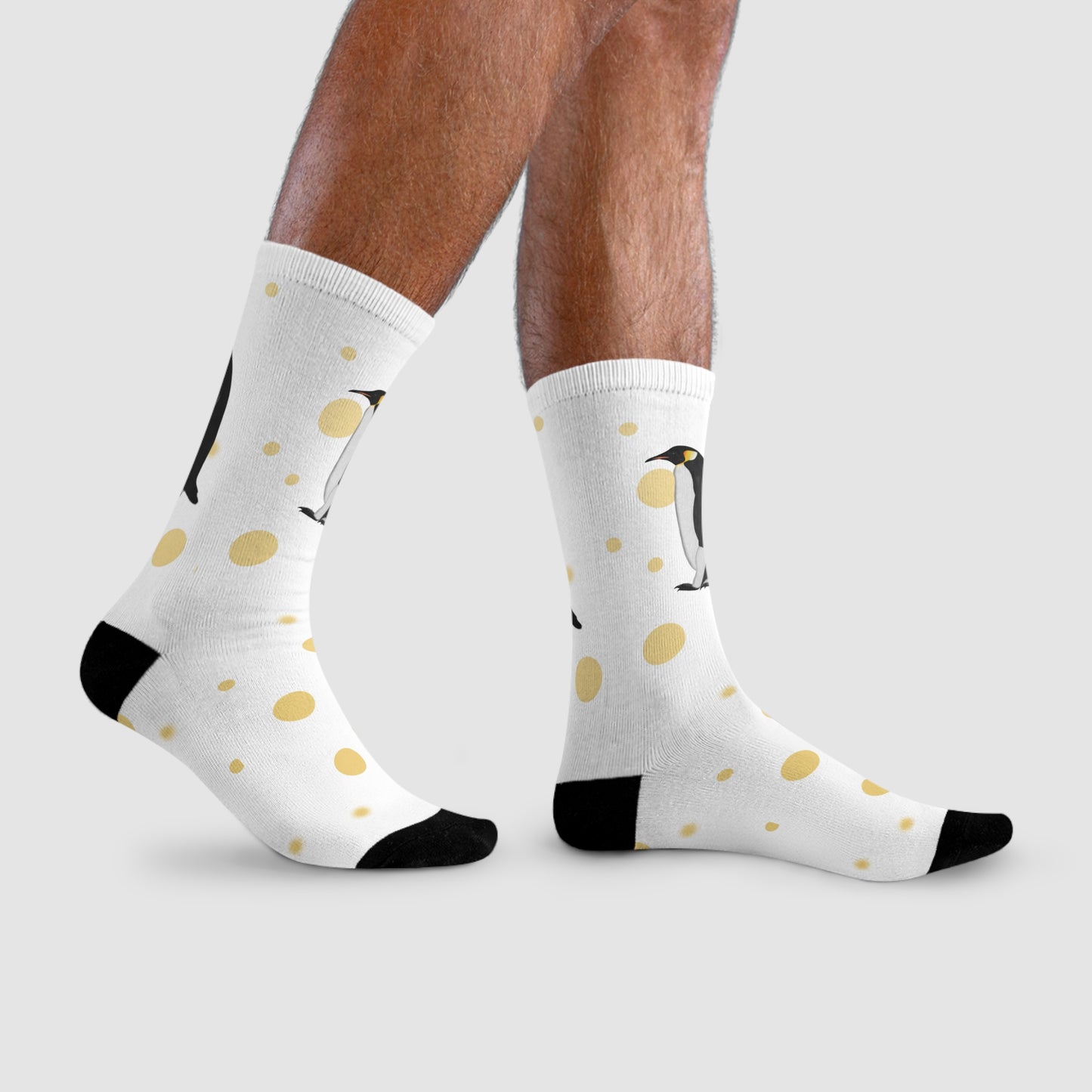 Pinguin Vogel Socken mit Goldenen Punkten für Vogelfreunde & Vogelbeobachter Weiß