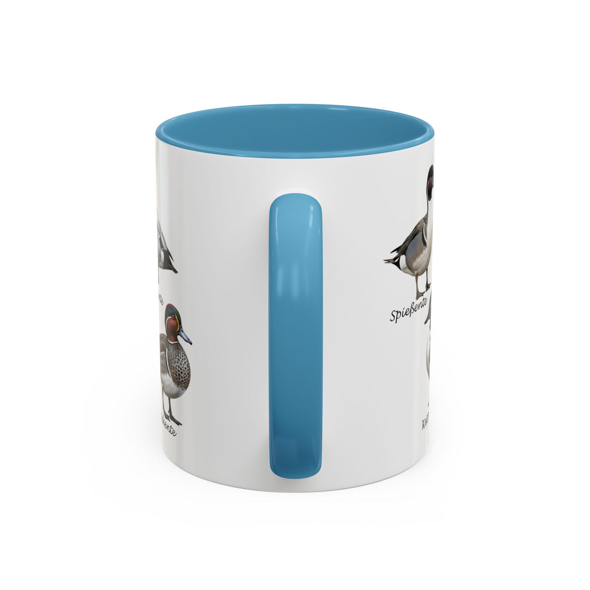 Tasse mit Entenarten: Stockente, Mandarinente & Co. | Farbiger Henkel | Vogelkunde