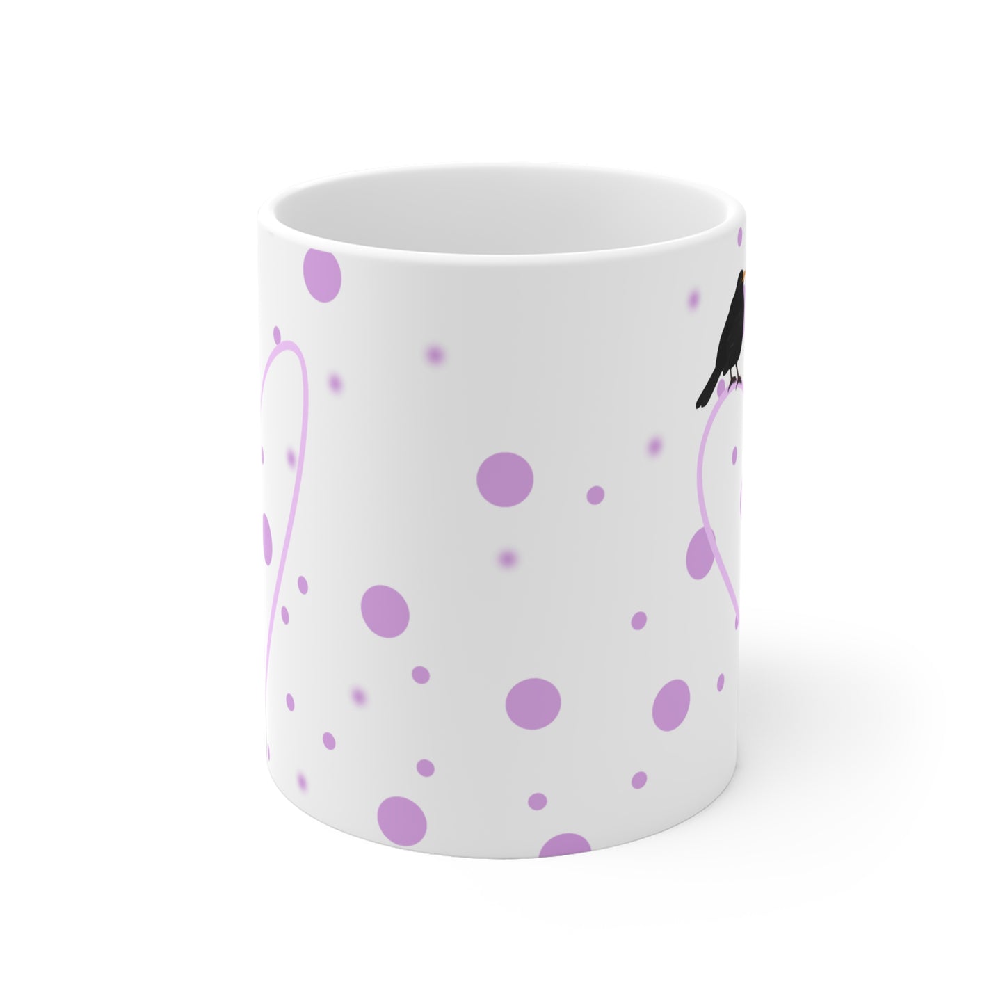 Amsel mit Herz Valentinstag Vogel Tasse Punkte Rosa