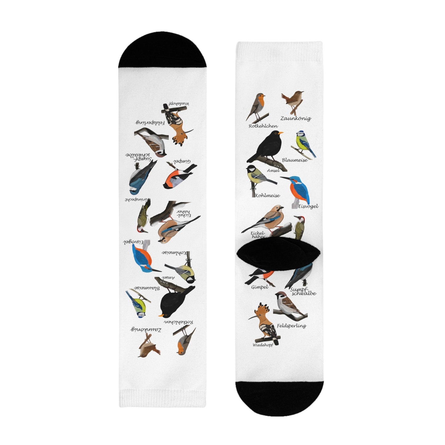 Gartenvögel Amsel Rotkehlchen Blaumeise Wiedehopf Vogel Socken für Vogelfreunde & Vogelbeobachter Weiß