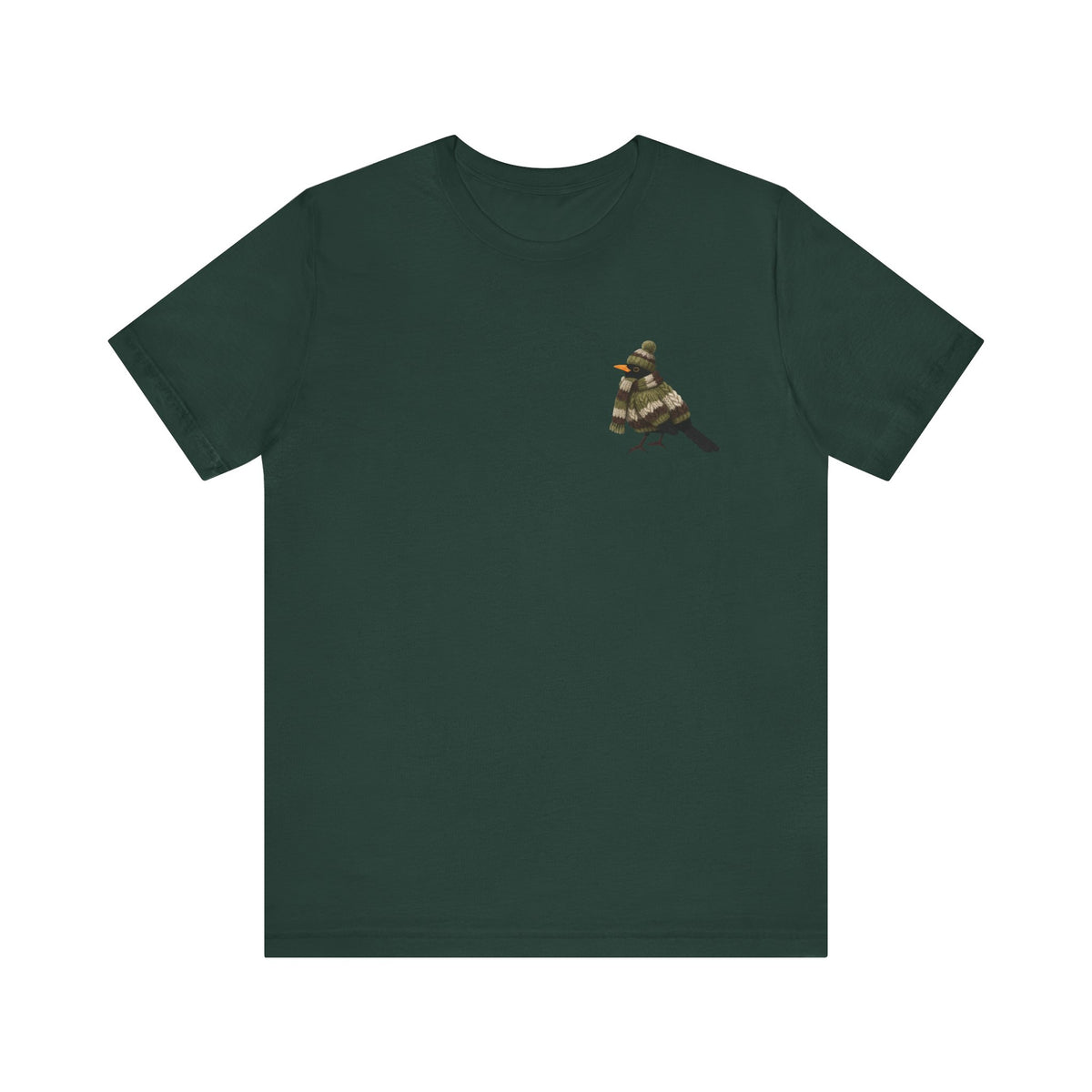 Amsel in Strick T-Shirt – Weiches Premium Shirt mit Winterlichem Vogelmotiv für Vogelbeobachter – bird graphic tee, Vogel