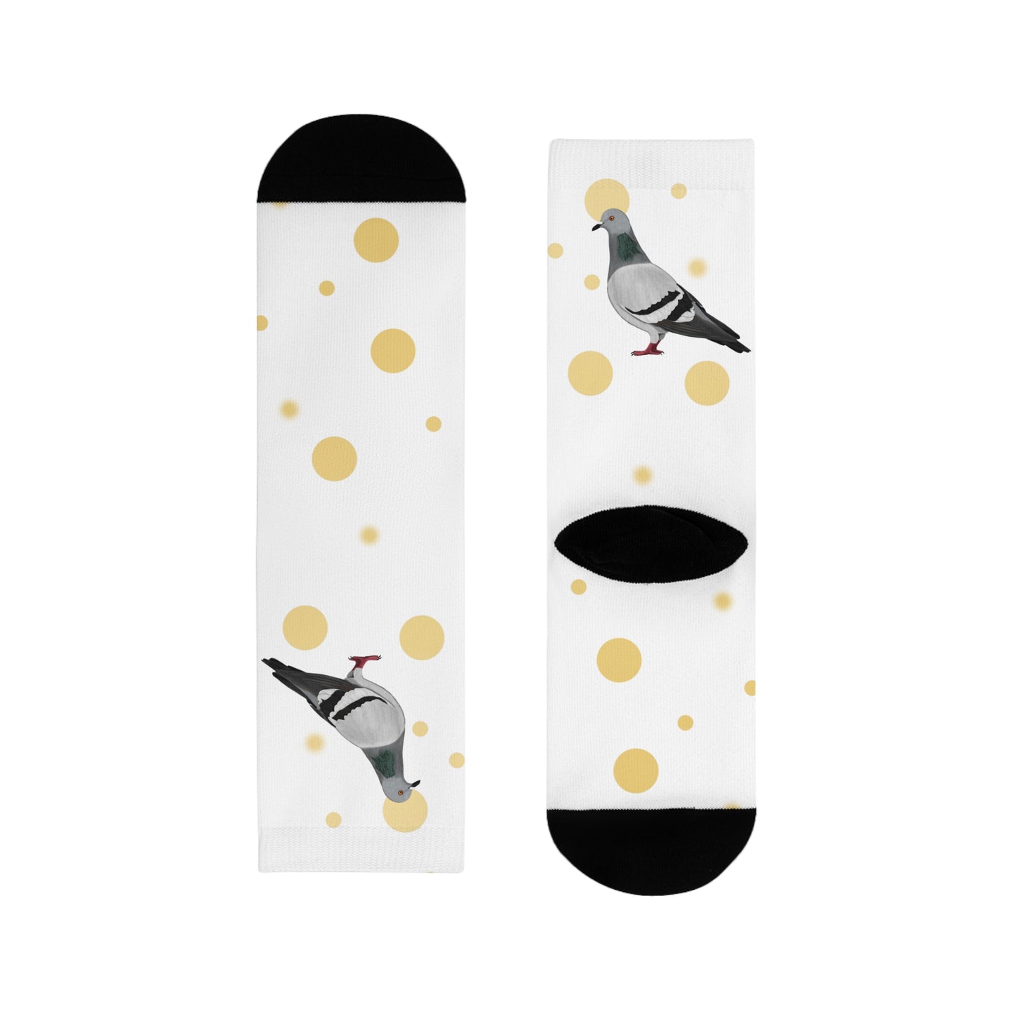 Taube Vogel Socken mit Goldenen Punkten für Vogelfreunde & Vogelbeobachter Weiß