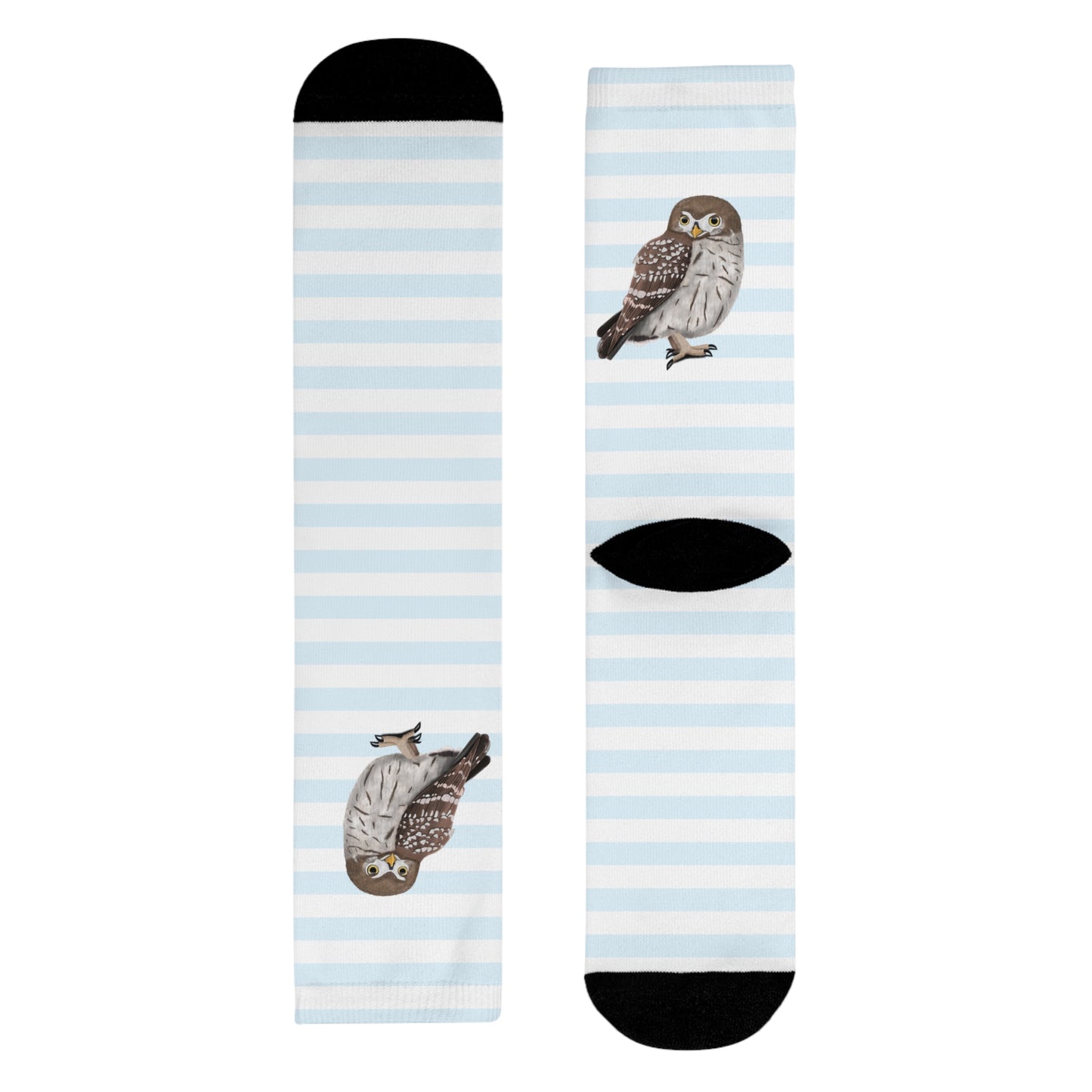Eule Vogel Socken mit Blau Weißen Streifen für Vogelfreunde & Vogelbeobachter