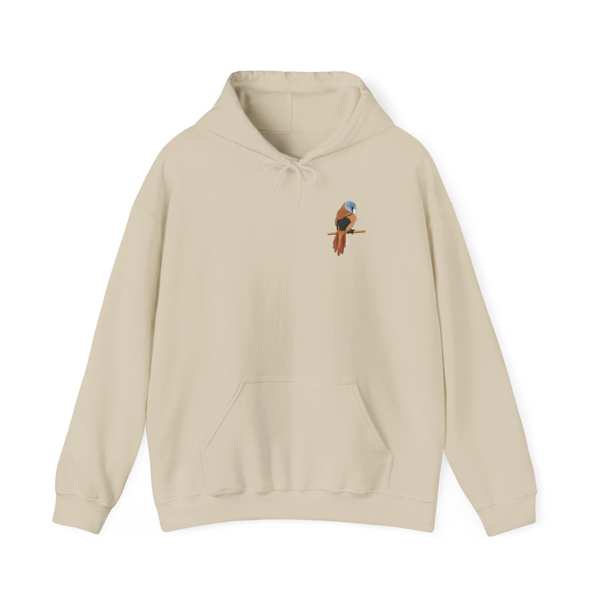 Bartmeise Hoodie – Minimalistischer Kapuzenpullover mit Brustmotiv für Vogelfreunde