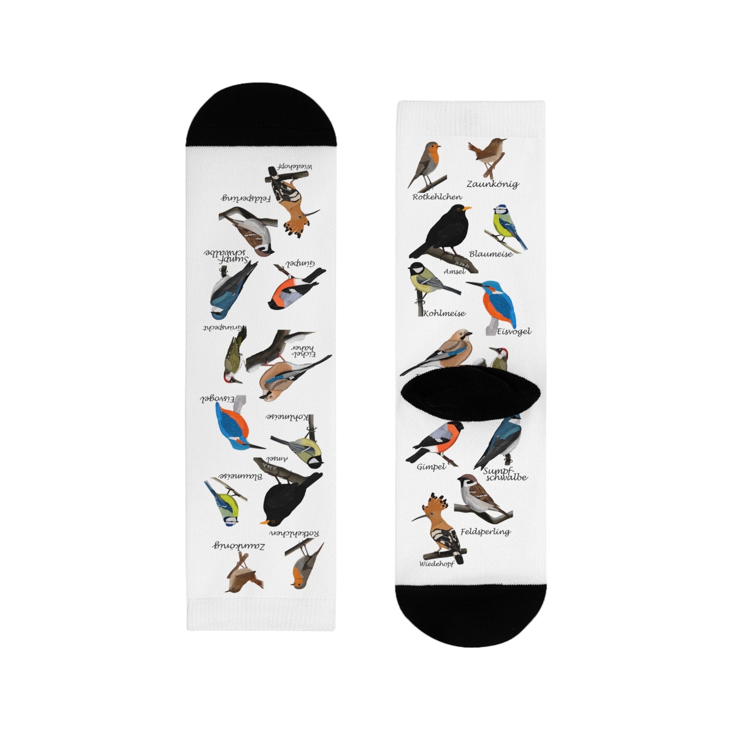 Gartenvögel Amsel Rotkehlchen Blaumeise Wiedehopf Vogel Socken für Vogelfreunde & Vogelbeobachter Weiß