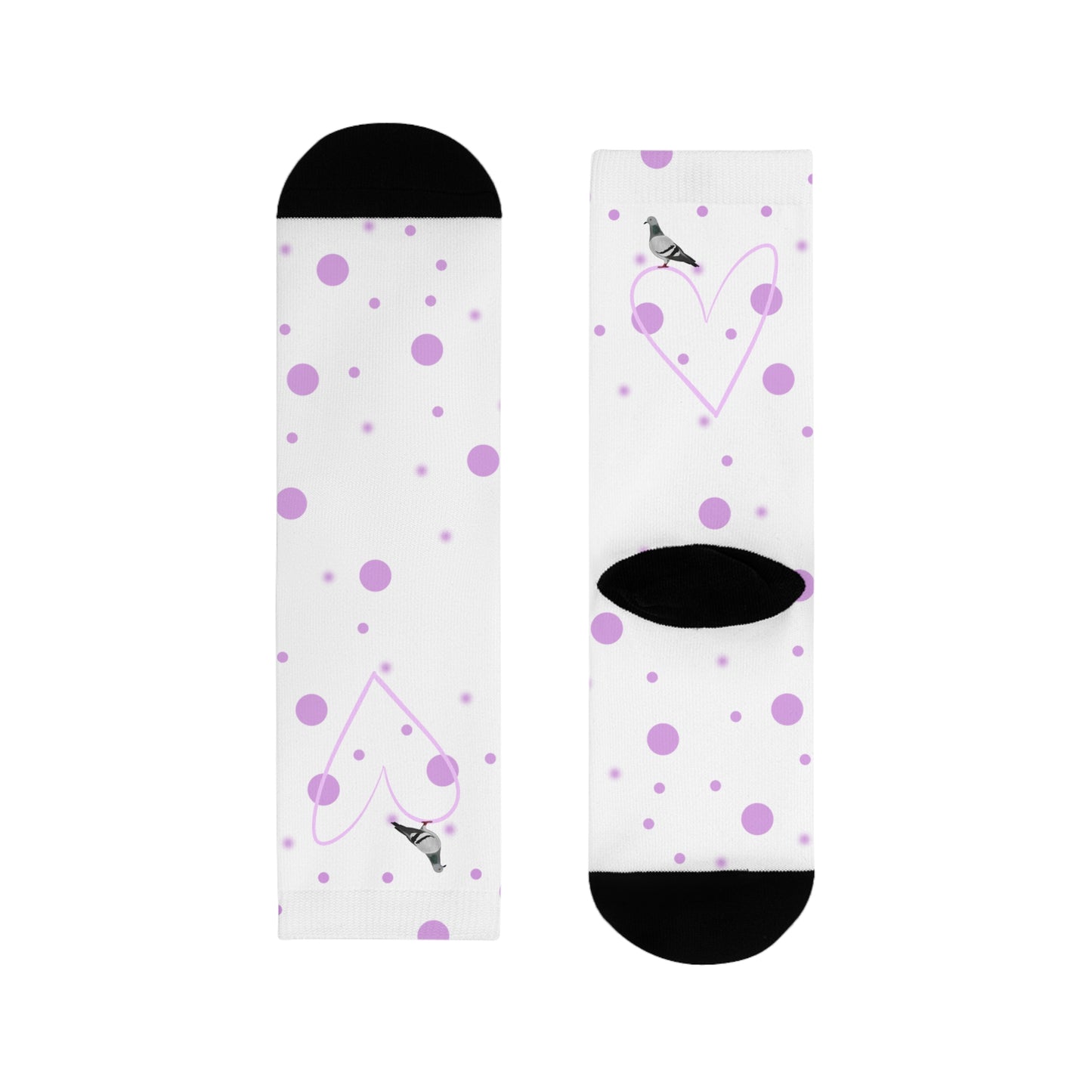 Taube Vogel Socken mit Rosa Herz und Punkten Valentinstag