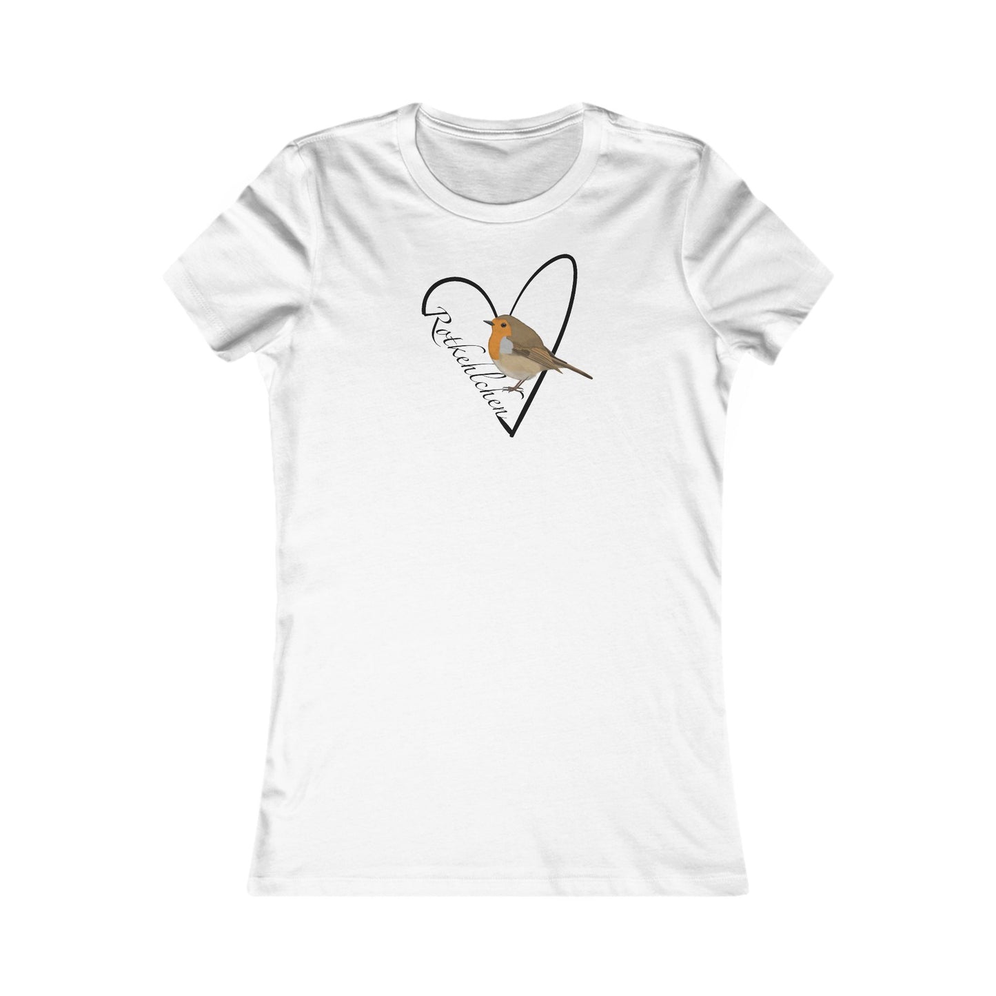 Rotkehlchen mit Herz Vogel Frauen T-Shirt für Vogelfreundinnen