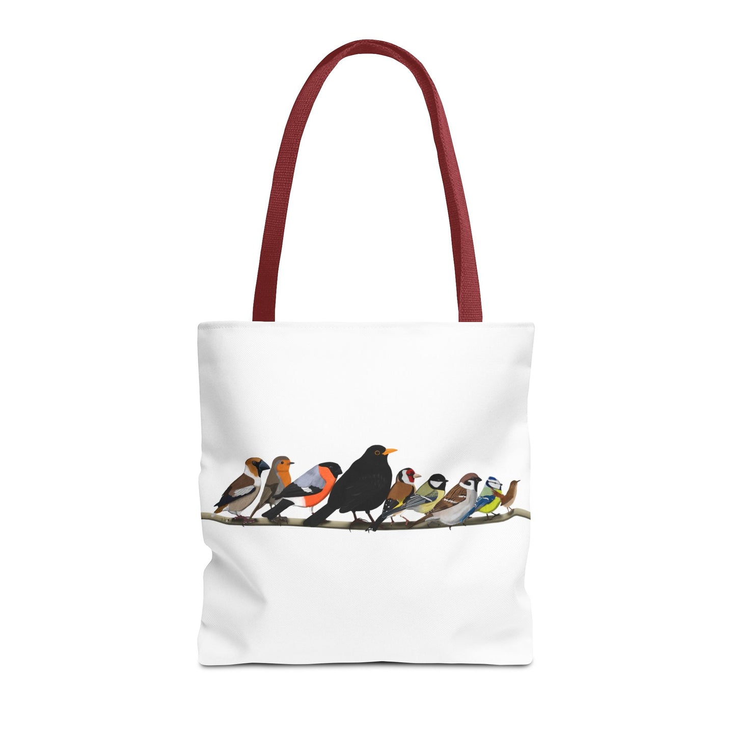 Gartenvögel auf einem Ast Tragetasche 40x40cm Amsel Rotkehlchen Zaunkönig Vogel Tasche