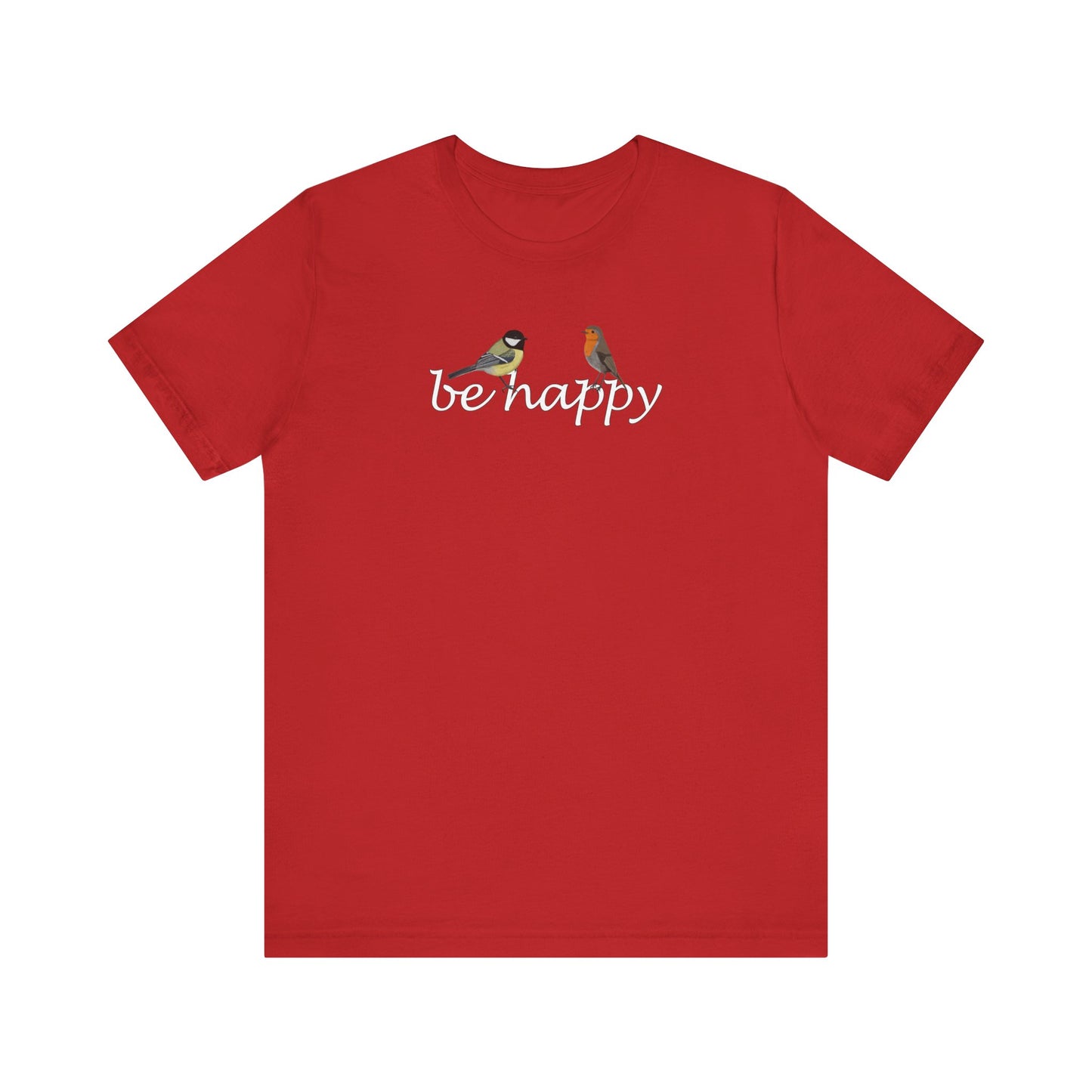 Rotkehlchen und Kohlmeise Be Happy Vogel T-Shirt für Vogelfreunde – bird graphic tee,