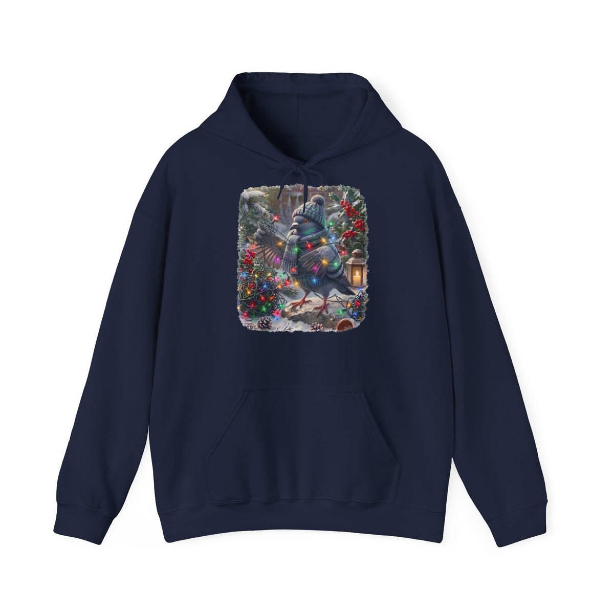 Premium Hoodie Taube und die Lichterkette im winterlichen Garten für Vogelbeobachter