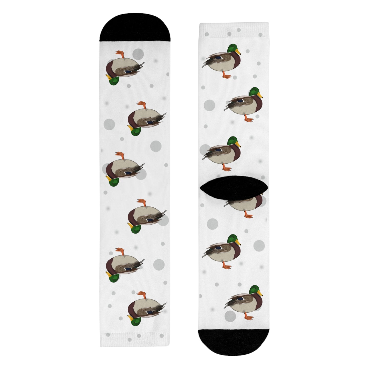 Enten Socken Vogelsocken Weiß mit Grauen Punkten