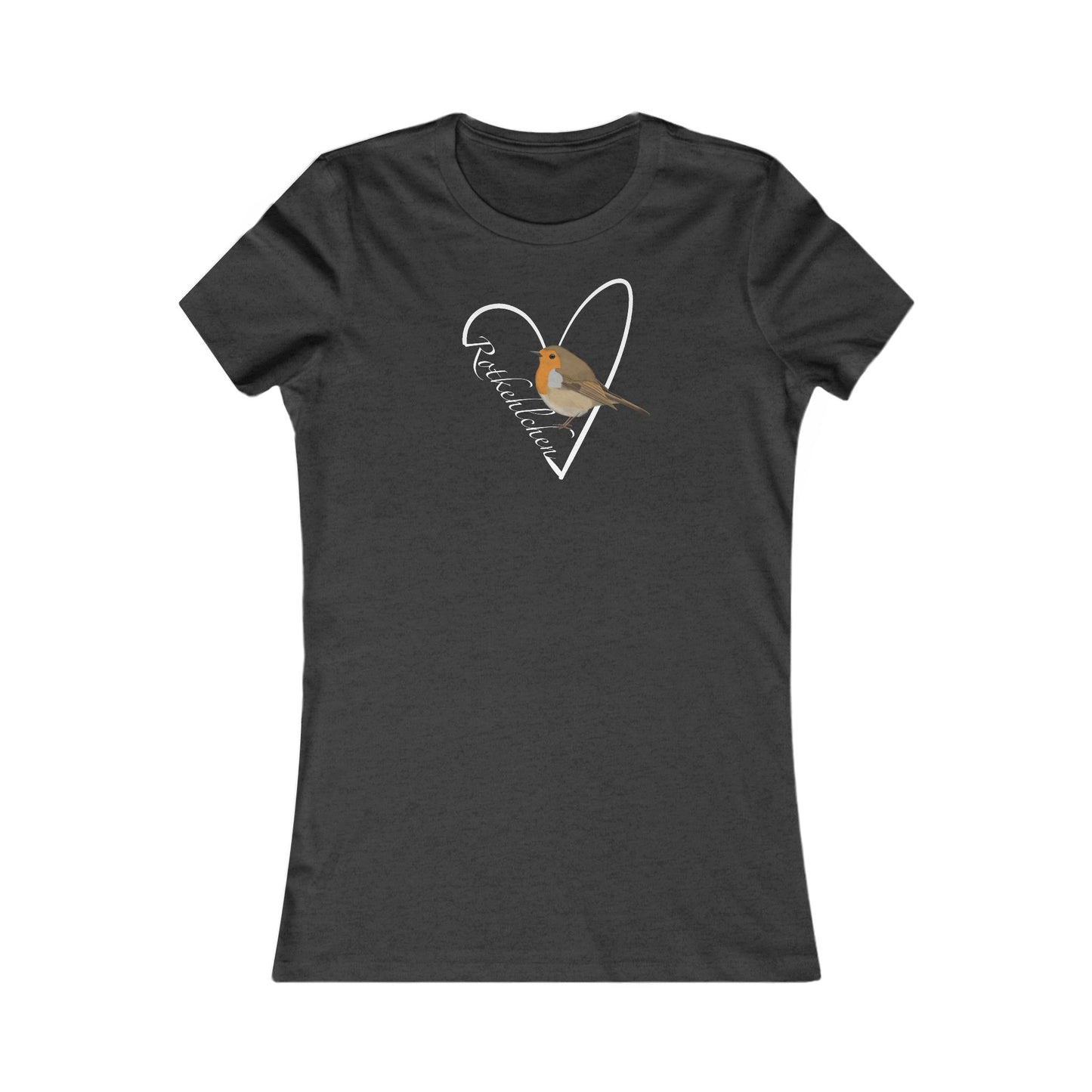 Rotkehlchen mit Herz Vogel Frauen T-Shirt für Vogelfreundinnen