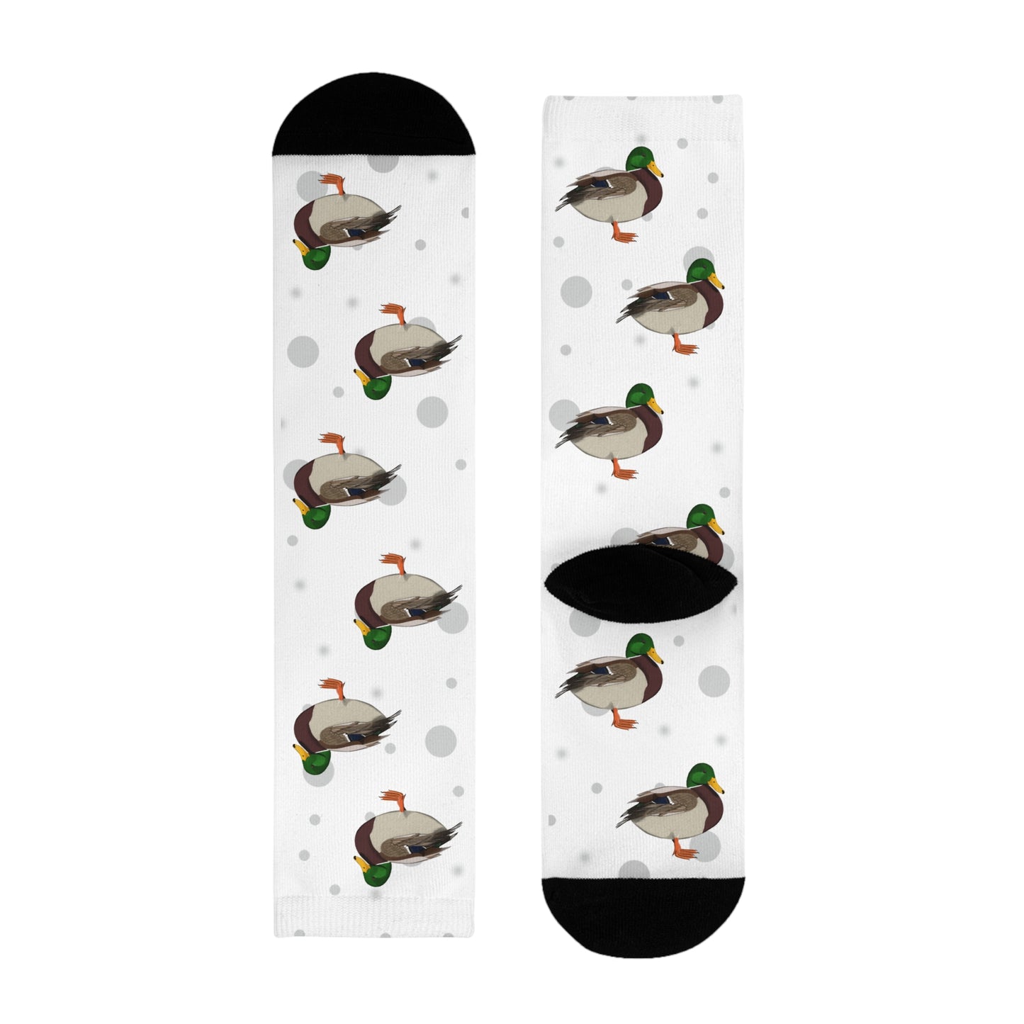 Enten Socken Vogelsocken Weiß mit Grauen Punkten