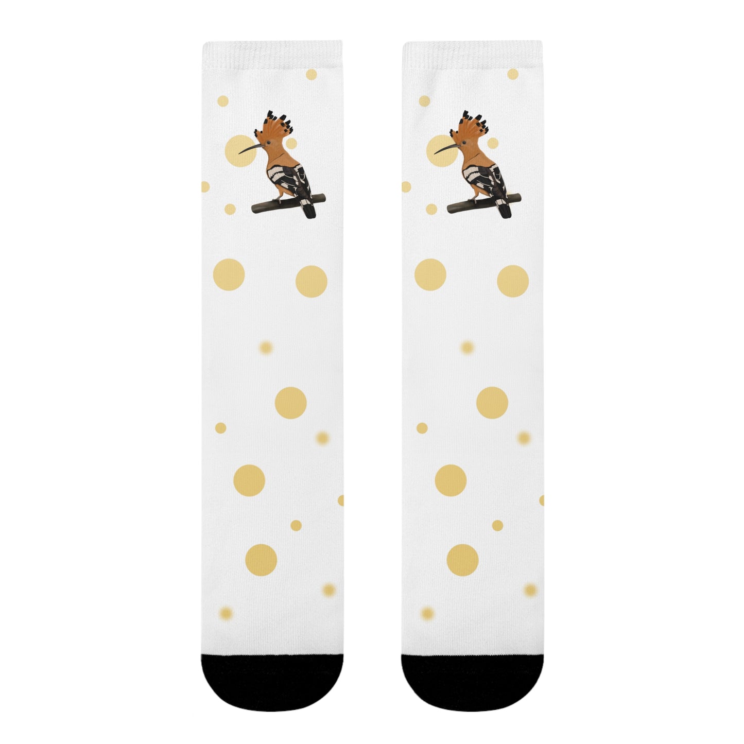 Wiedehopf Vogel Socken mit Goldenen Punkten für Vogelfreunde & Vogelbeobachter Weiß