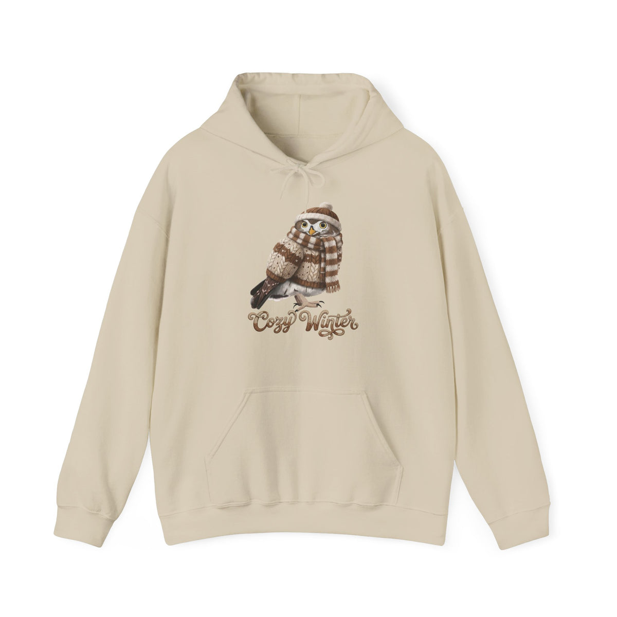 Eule mit Strickmütze Kapuzenpullover – artistic apparel, casual outerwear