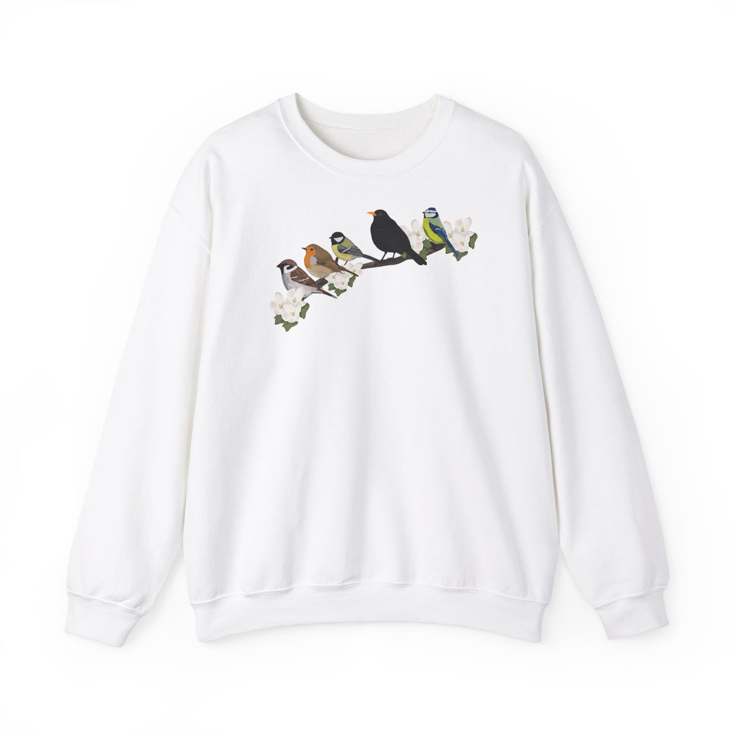 Rotkehlchen, Blaumeise und Amsel Sweatshirt Vogelmotiv – Animal Graphic Tee, Casual Everyday Wear