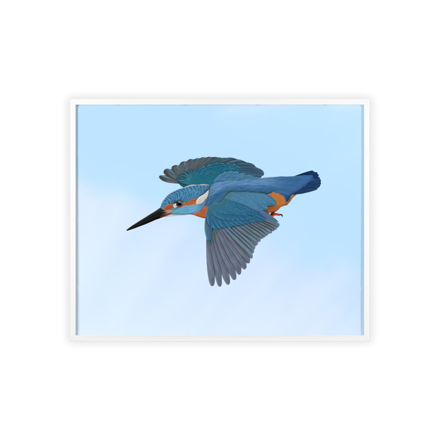 Vogel Poster im Holzrahmen - Eisvogel Poster Gartenvogel Singvogel