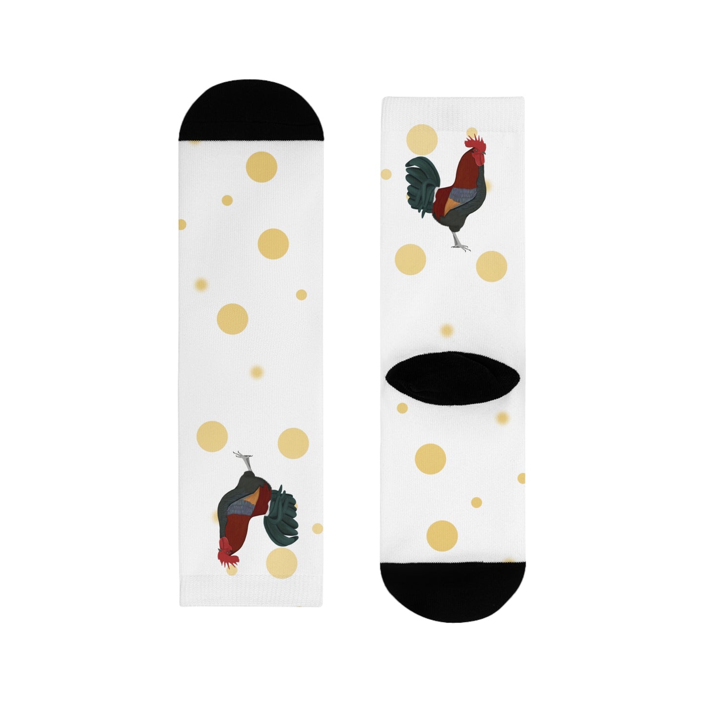 Hahn Vogel Socken mit Goldenen Punkten für Vogelfreunde & Vogelbeobachter Weiß