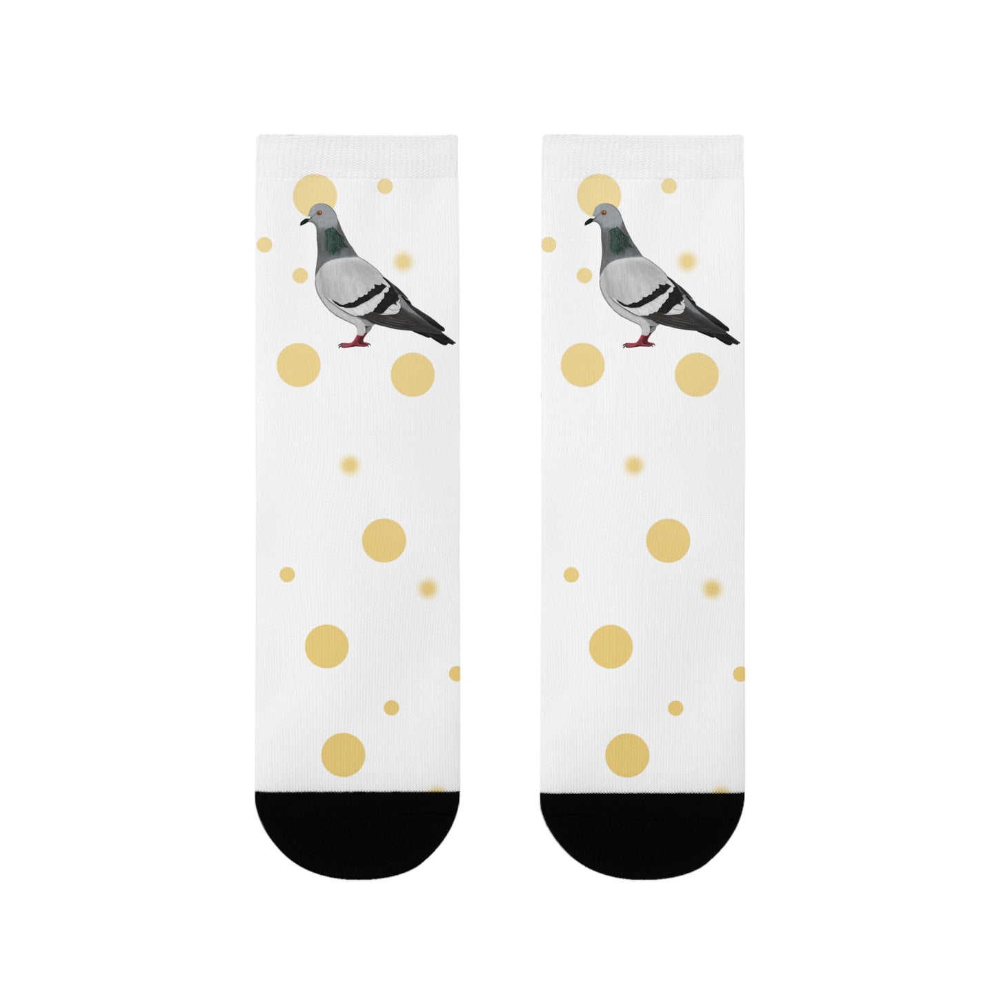 Taube Vogel Socken mit Goldenen Punkten für Vogelfreunde & Vogelbeobachter Weiß