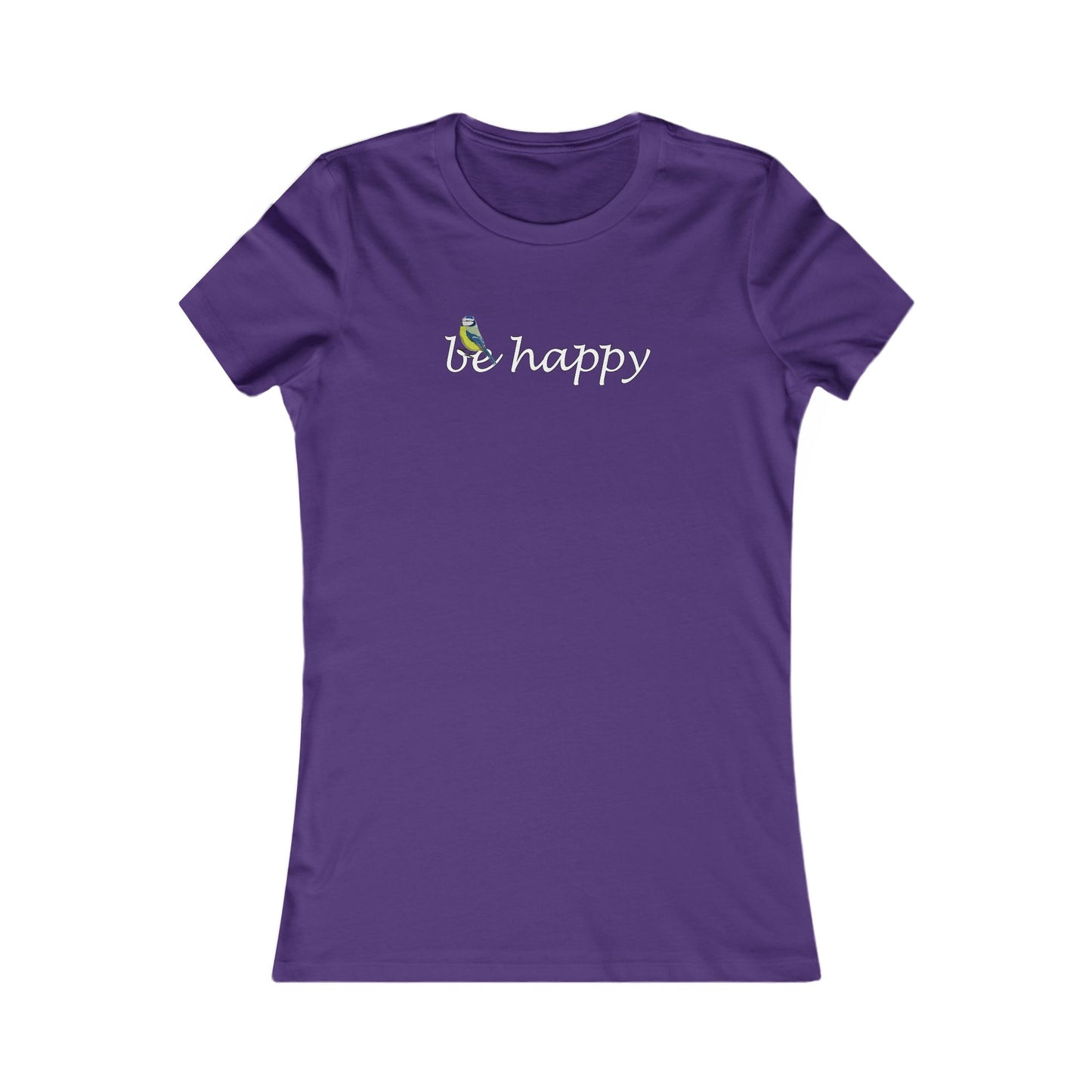 Blaumeise Be Happy Vogel Frauen T-Shirt für Vogelfreundinnen – Bird Graphic Tee,