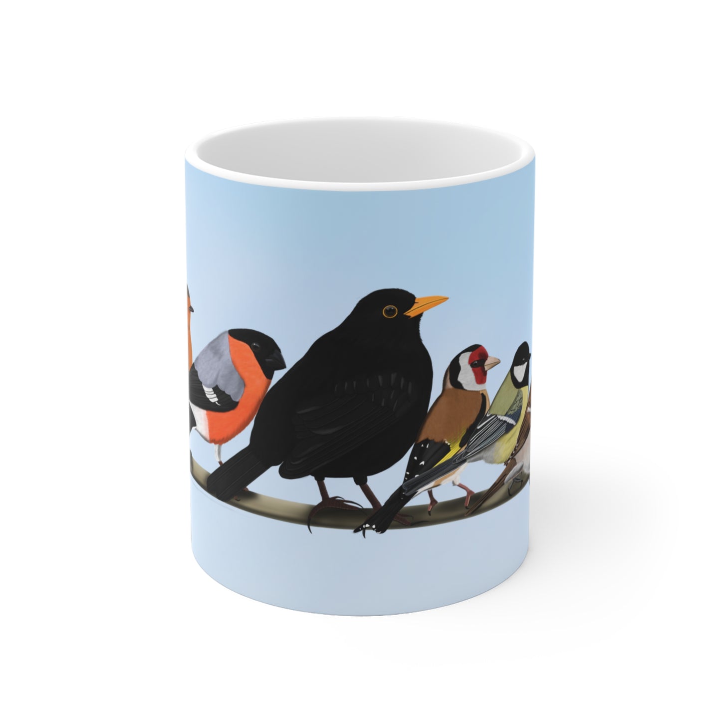 Rotkehlchen, Blaumeise, Zaunkönig und Amsel Tasse – Gartenvögel Vogel
