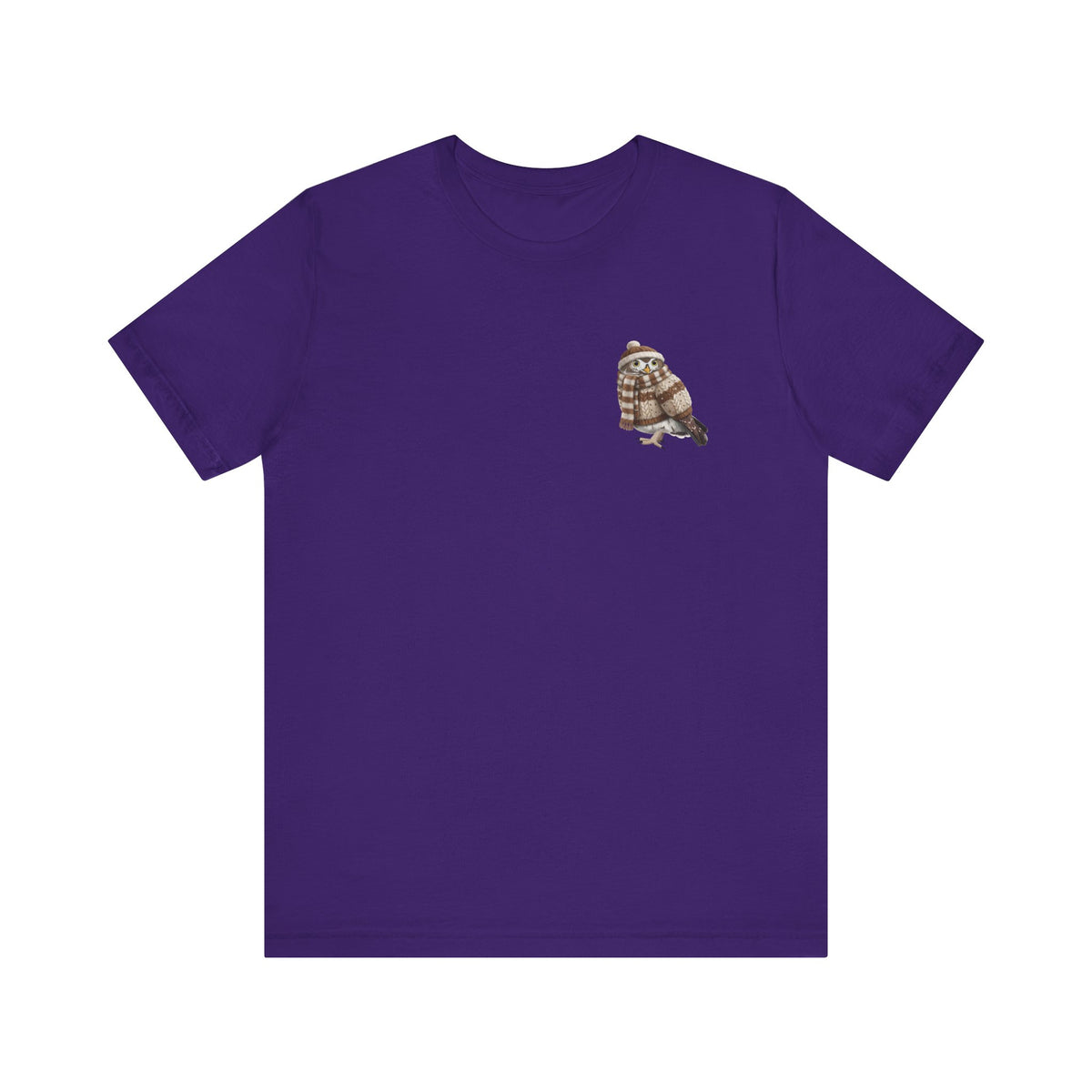 Eule in Strick T-Shirt – Weiches Premium Shirt mit Winterlichem Vogelmotiv für Vogelbeobachter