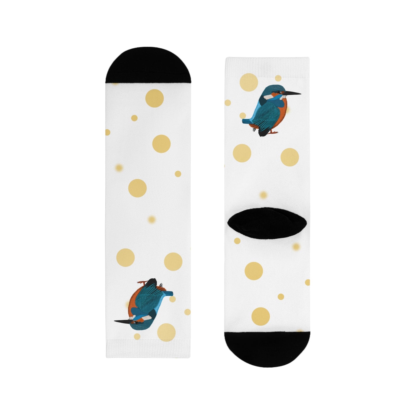 Eisvogel Vogel Socken mit Goldenen Punkten für Vogelfreunde & Vogelbeobachter Weiß