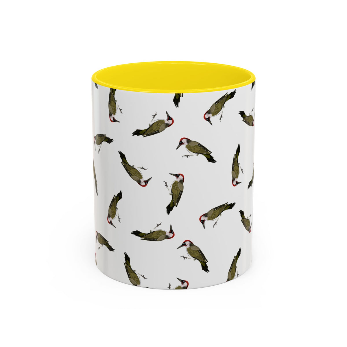 Grünspecht Tasse mit Streumuster | Vogelmotiv Kaffeebecher für Vogelbeobachter & Naturfreunde – Accent Coffee Mug,