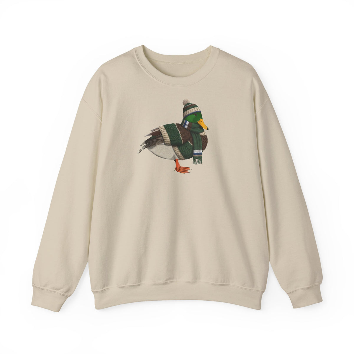 Ente in Strick Sweatshirt Vogelmotiv Forest Green