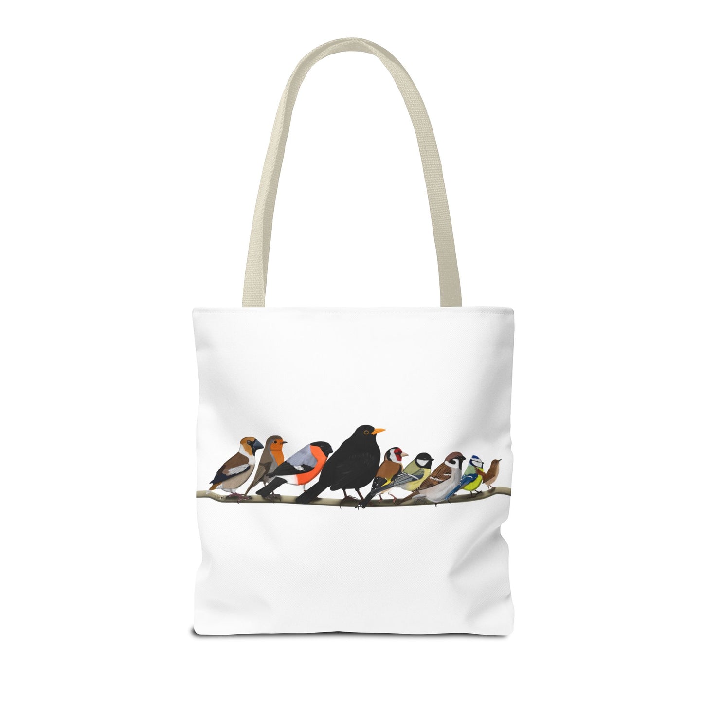 Gartenvögel auf einem Ast Tragetasche 40x40cm Amsel Rotkehlchen Zaunkönig Vogel Tasche