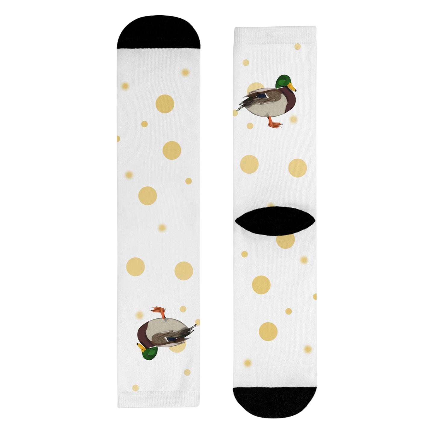 Ente Vogel Socken mit Goldenen Punkten für Vogelfreunde & Vogelbeobachter Weiß