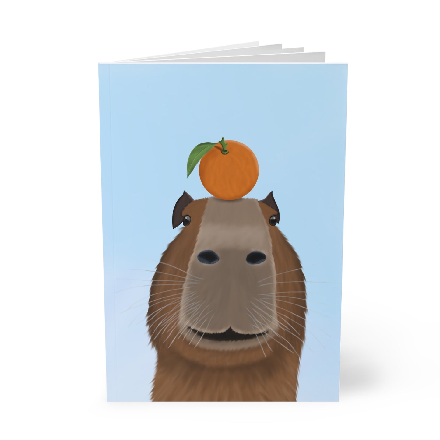 Capybara mit Orange A5 Softcover Notizbuch 150 Seiten Liniert