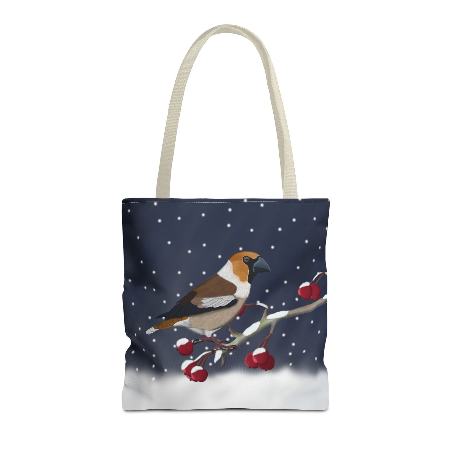 Kernbeißer auf einem Tragetasche – Accessories und All Over Print Stil