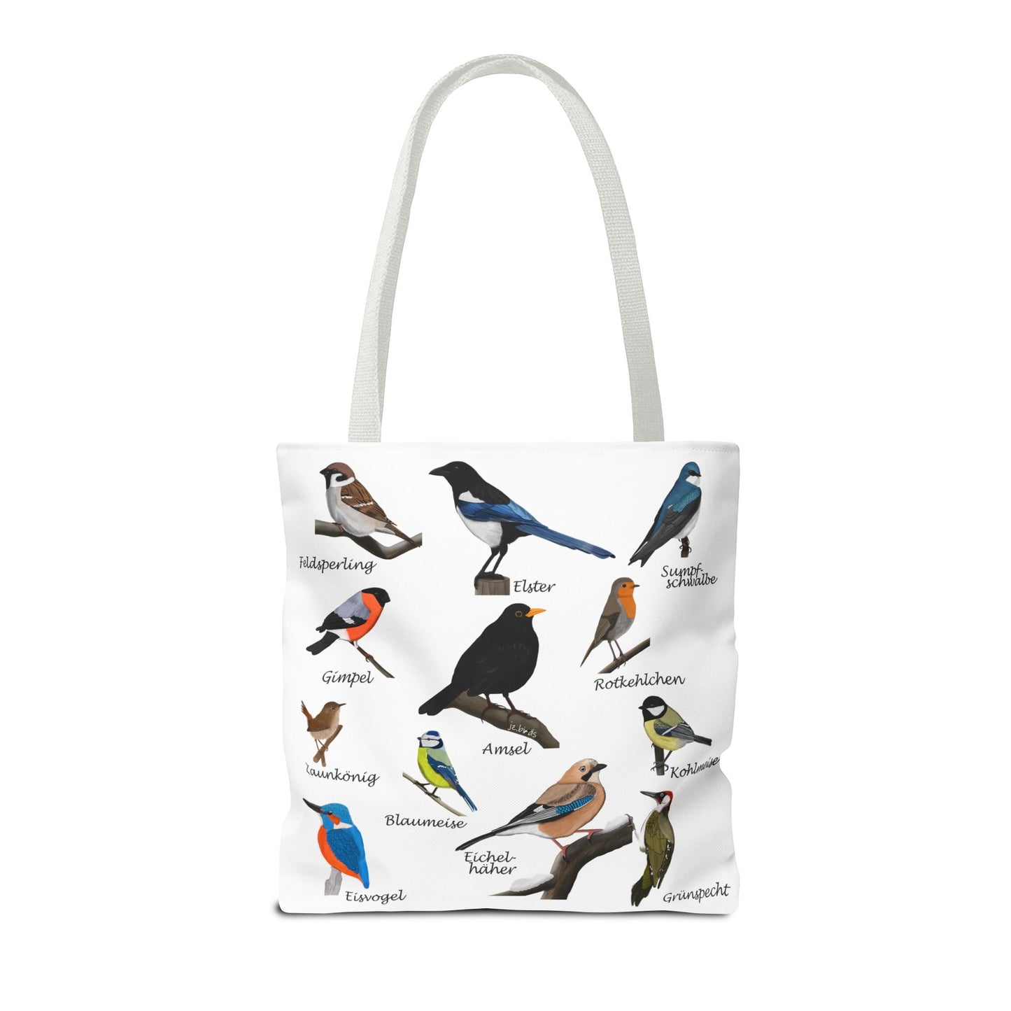 Gartenvögel Tragetasche 40x40cm Amsel Rotkehlchen Blaumeise Vogel Tasche