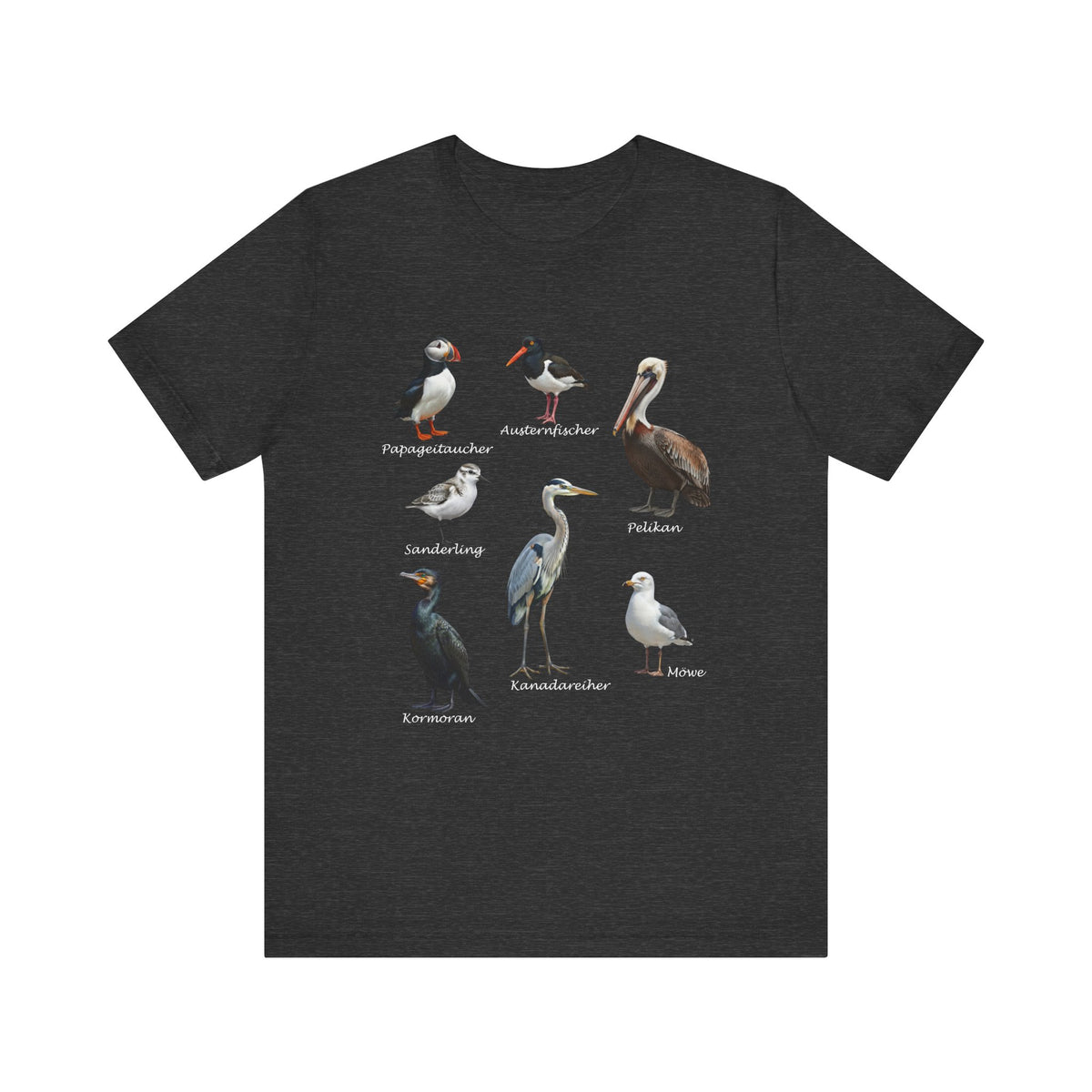 Papageitaucher und Möwe Vogel T-Shirt in Black