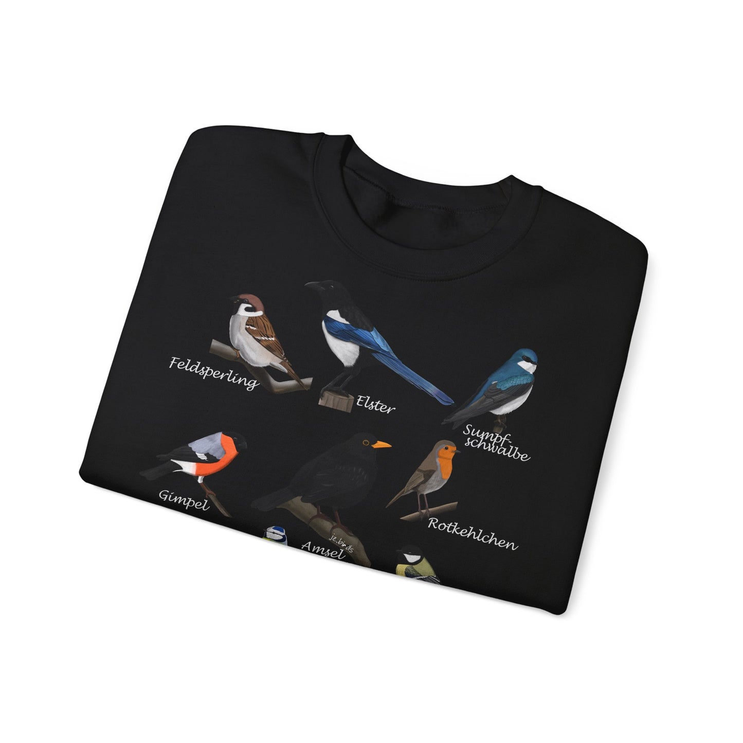Rotkehlchen, Eisvogel und Amsel Sweatshirt Vogelmotiv – Animal Graphic Tee Casual Everyday Wear Stil