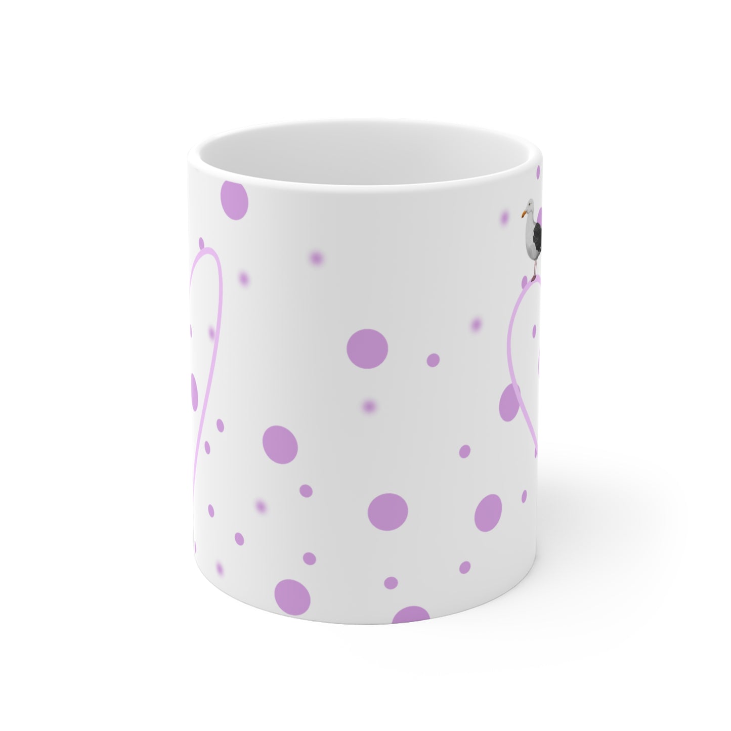 Möwe mit Herz Valentinstag Vogel Tasse Punkte Rosa