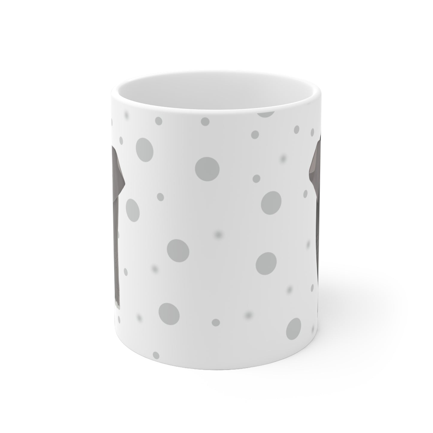 Amsel auf einem Elefanten Vogel Tasse Punkte Grau