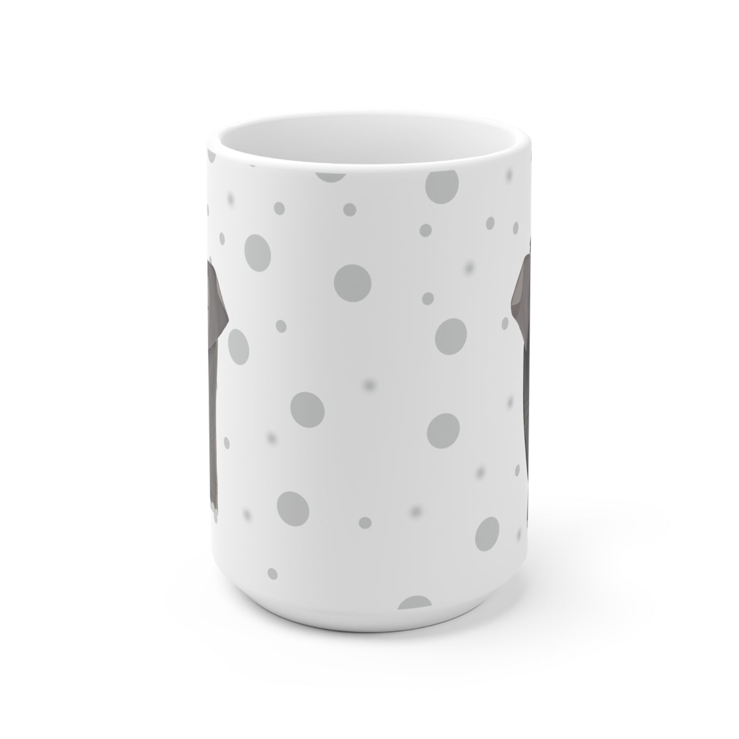 Eule auf einem Elefanten Vogel Tasse Punkte Grau