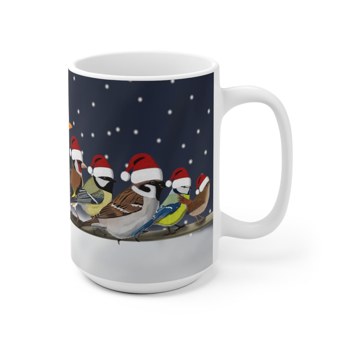 Rotkehlchen, Sperling und Amsel Tasse mit 11 oz Hintergrund