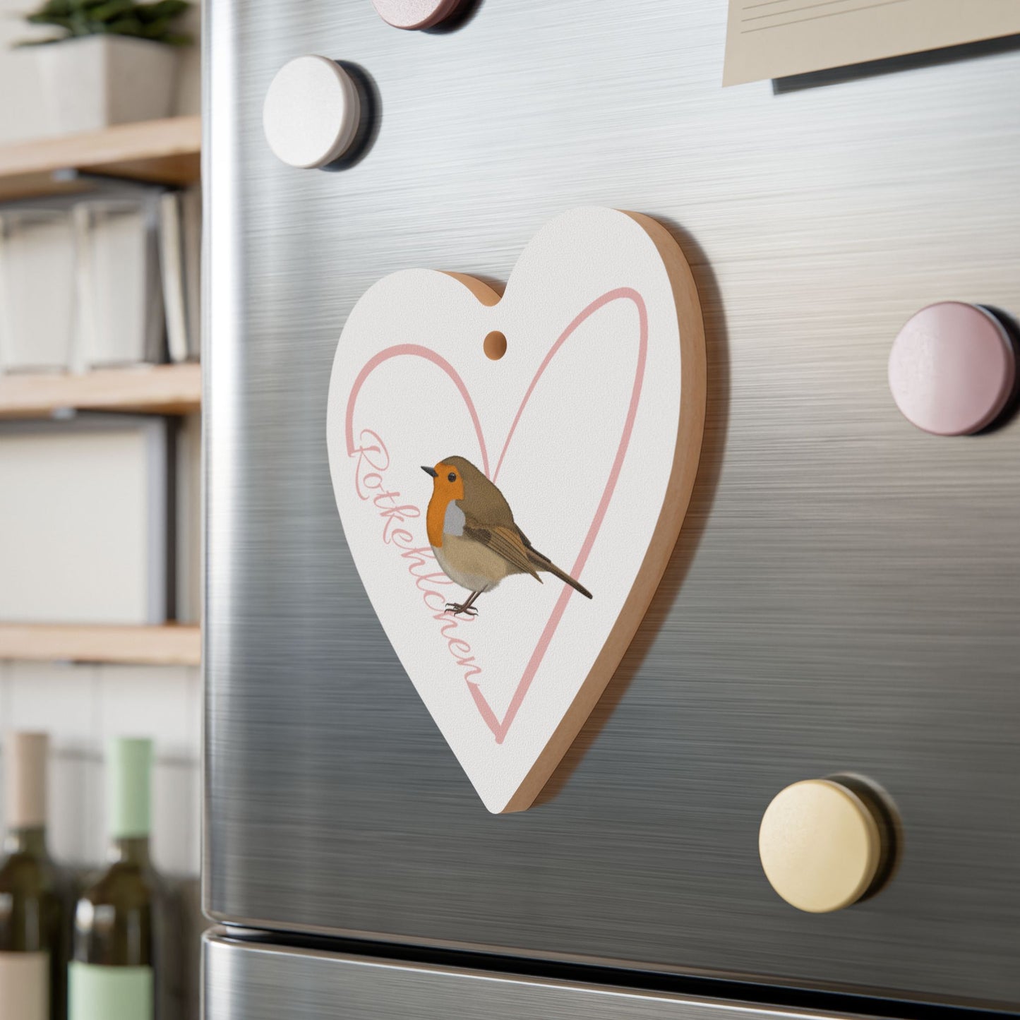 Rotkehlchen Ornamente – Ornament Herz aus Holz mit Vogelmotiv für Vogelfreunde