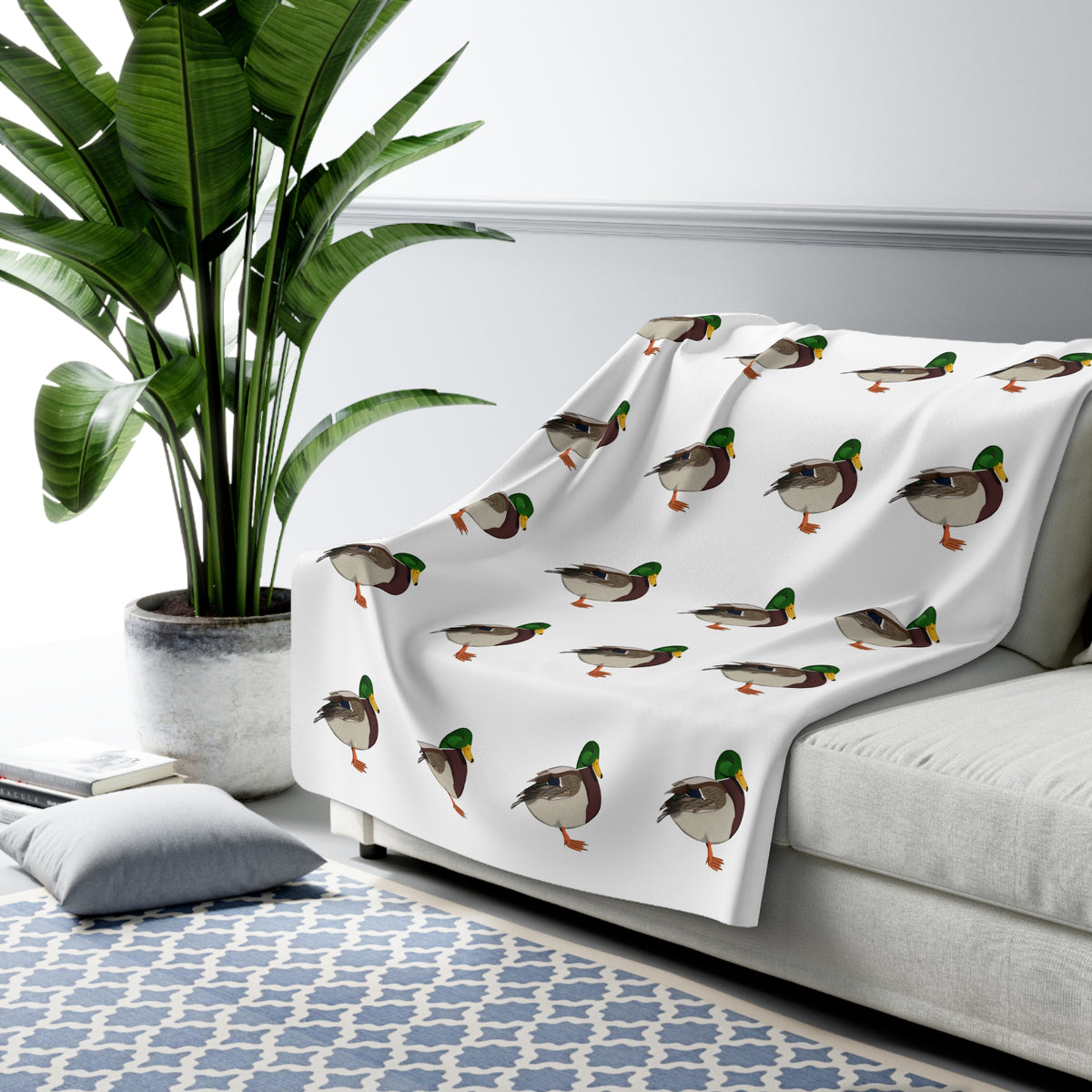 Ente Vogel Fleece Decke – Sherpa (150x200 cm) – Extra Dick, Kuschelweich & Gemütlich