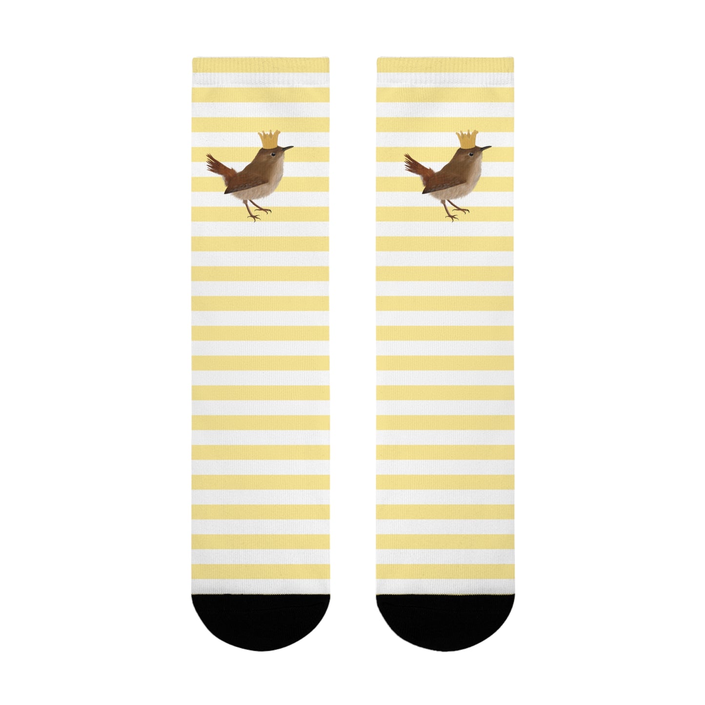 Zaunkönig mit Krone Vogel Socken mit Gold Weißen Streifen für Vogelfreunde & Vogelbeobachter