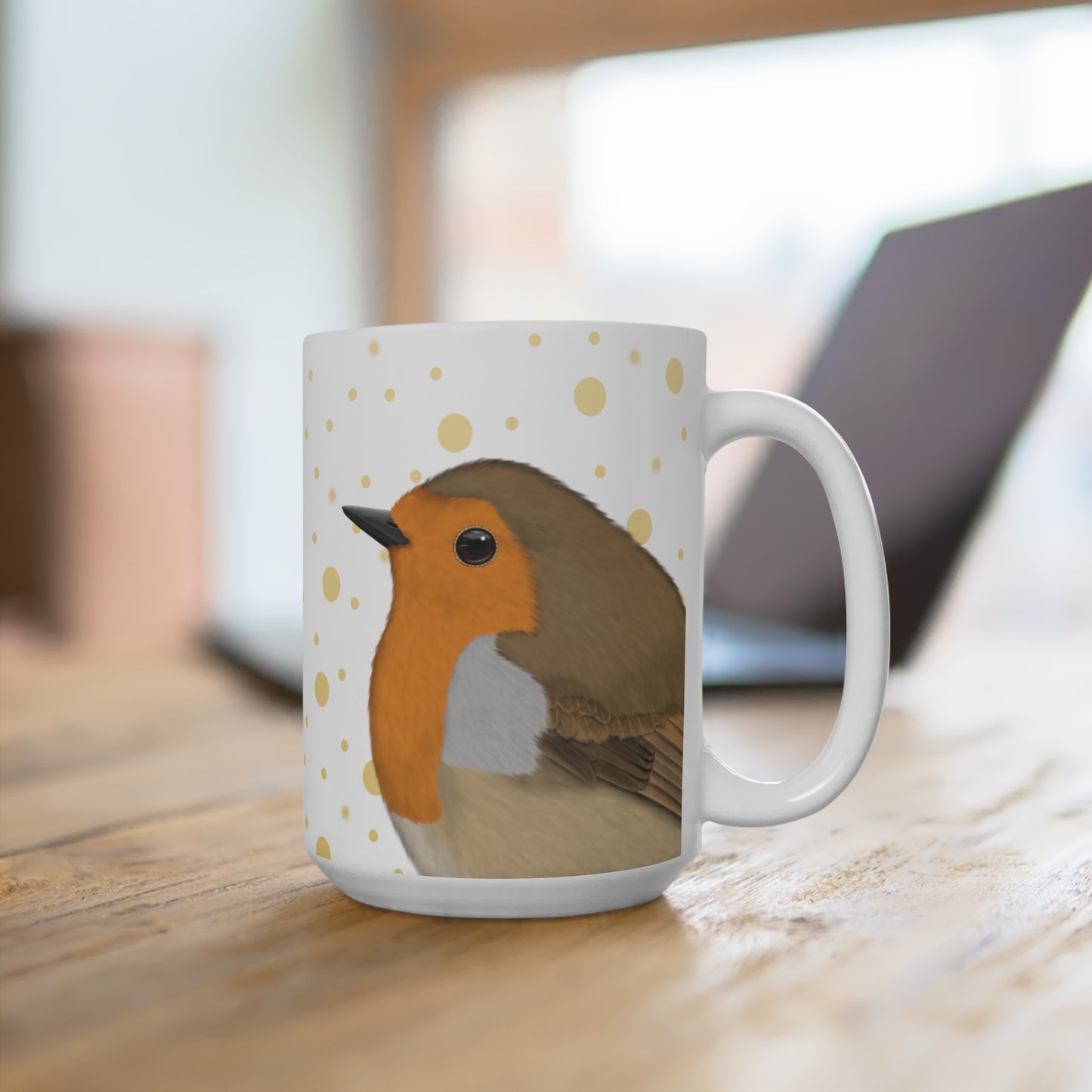 Rotkehlchen mit Goldenen Punkten Vogel Tasse