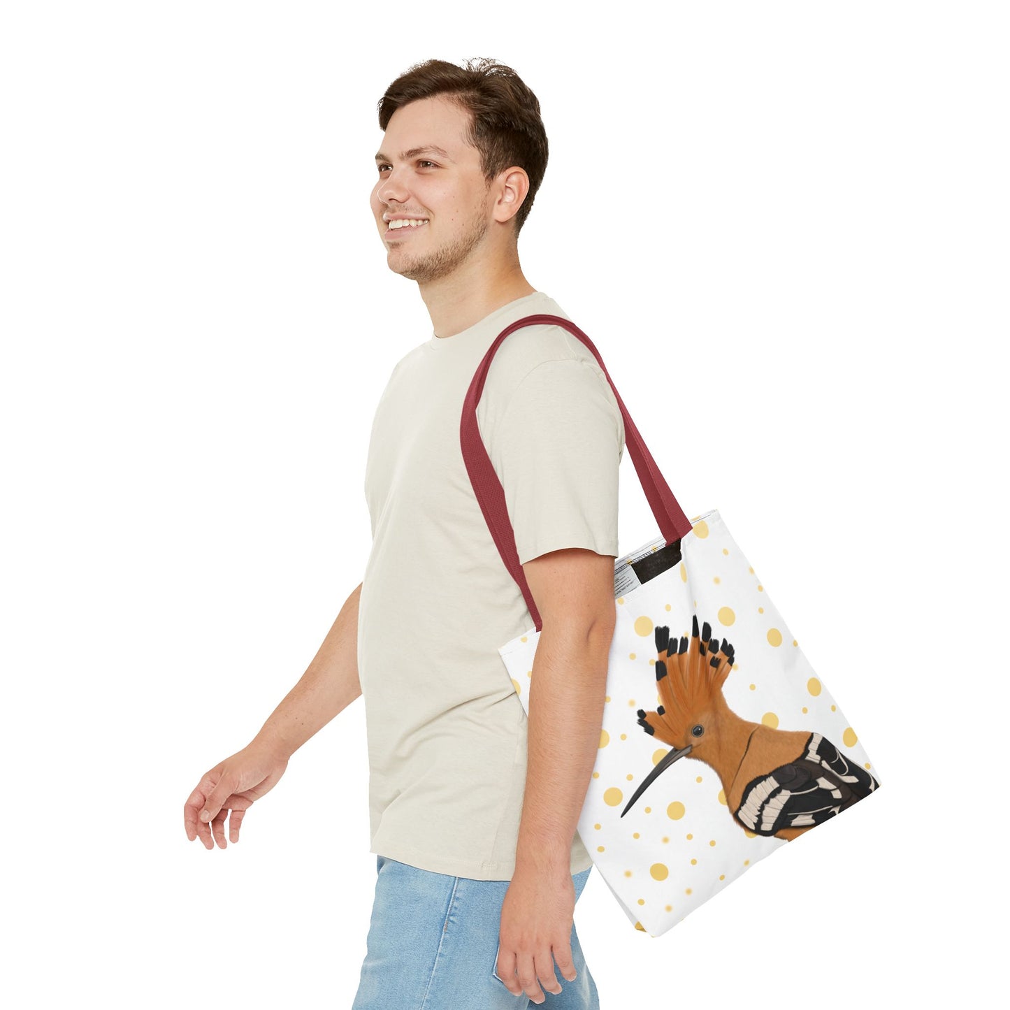 Wiedehopf mit Goldenen Tragetasche Accessories Hintergrund