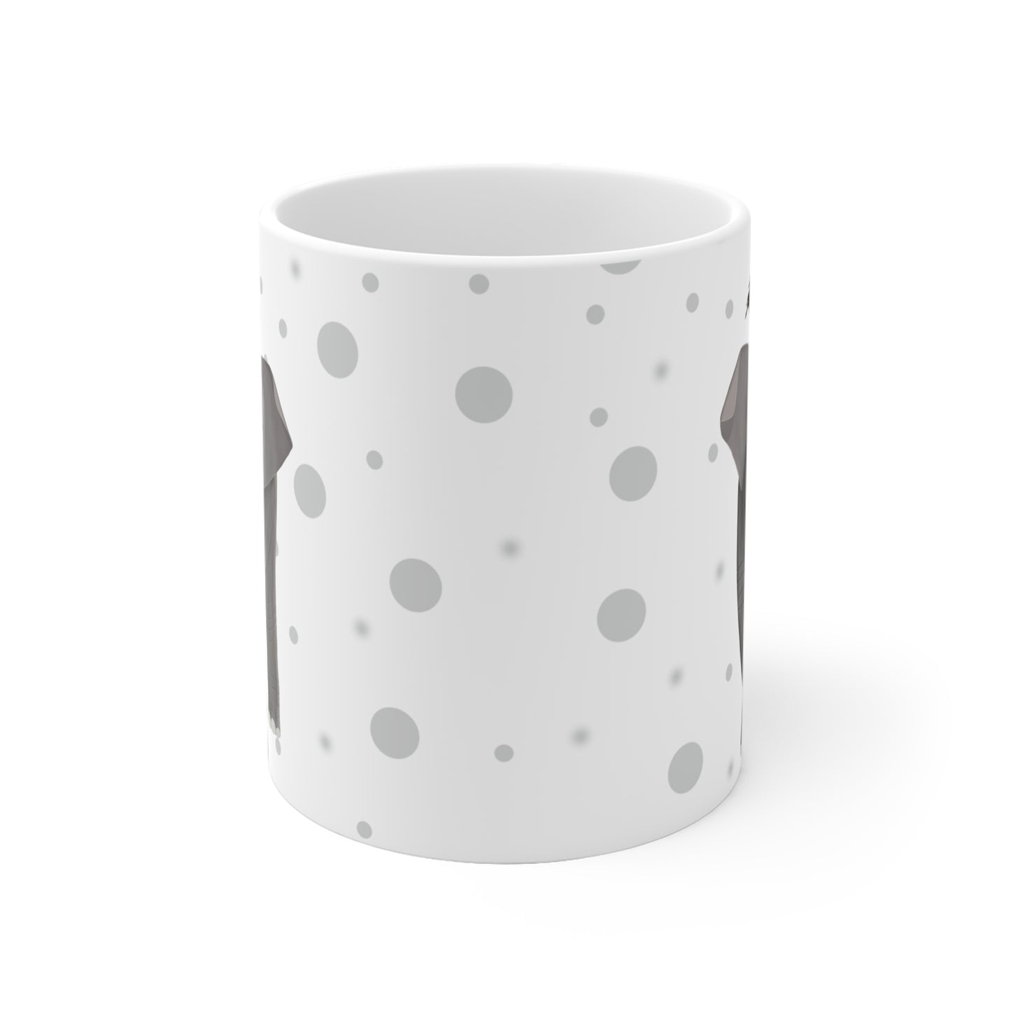 Ente auf einem Elefanten Vogel Tasse Punkte Grau